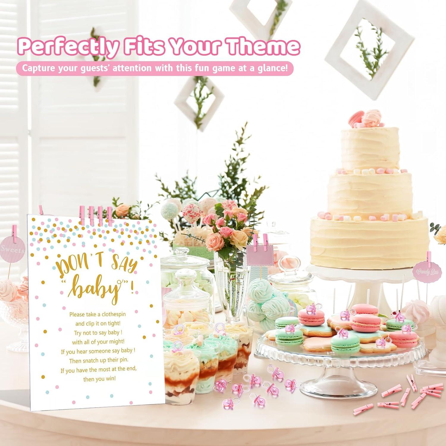 Juego de Pinzas Baby Shower ZJJZGYXINTAI No Digas Bebé