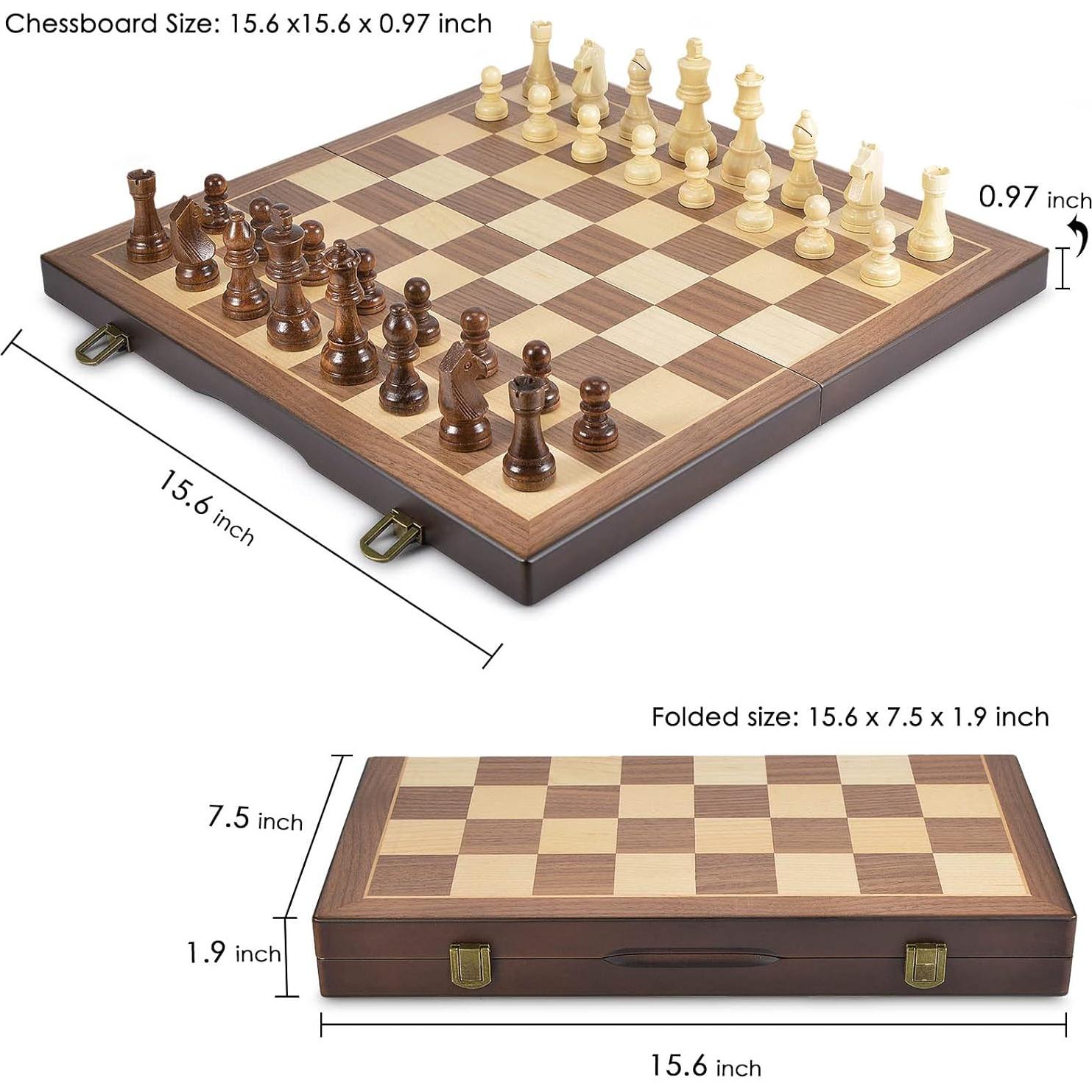 Juego de Ajedrez y Damas Magnético AMEROUS 38 cm 2 en 1