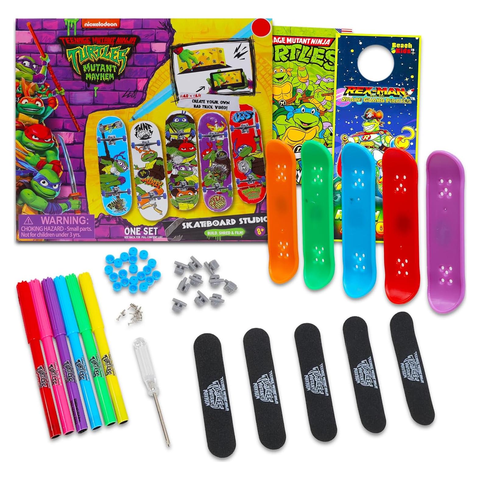 Conjunto de Juguetes Patineta TMNT Nickelodeon - 5 Patinetas de Dedo