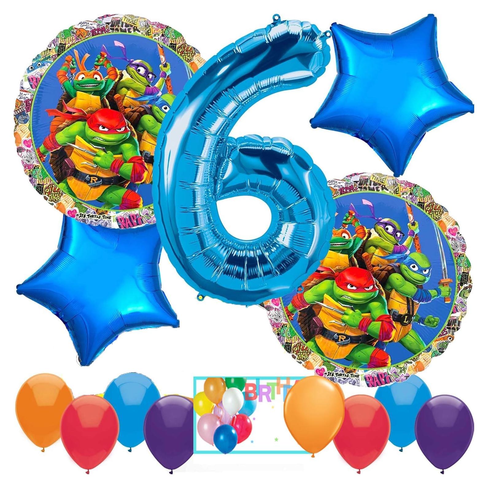 Globos de Cumpleaños TMNT Anagram - 12 Piezas Multicolor