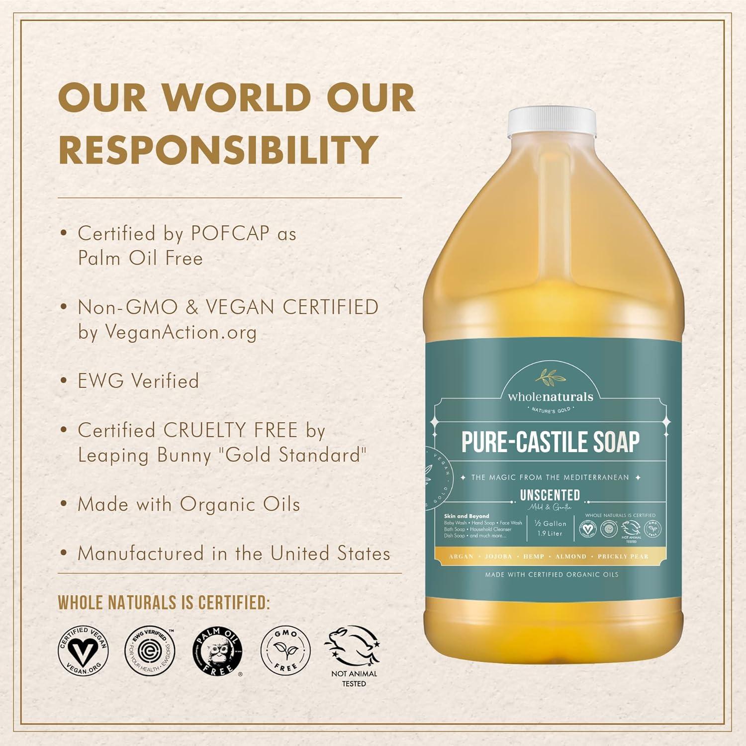 Jabón Líquido de Castile Orgánico Whole Naturals 1.89L Sin Fragancia