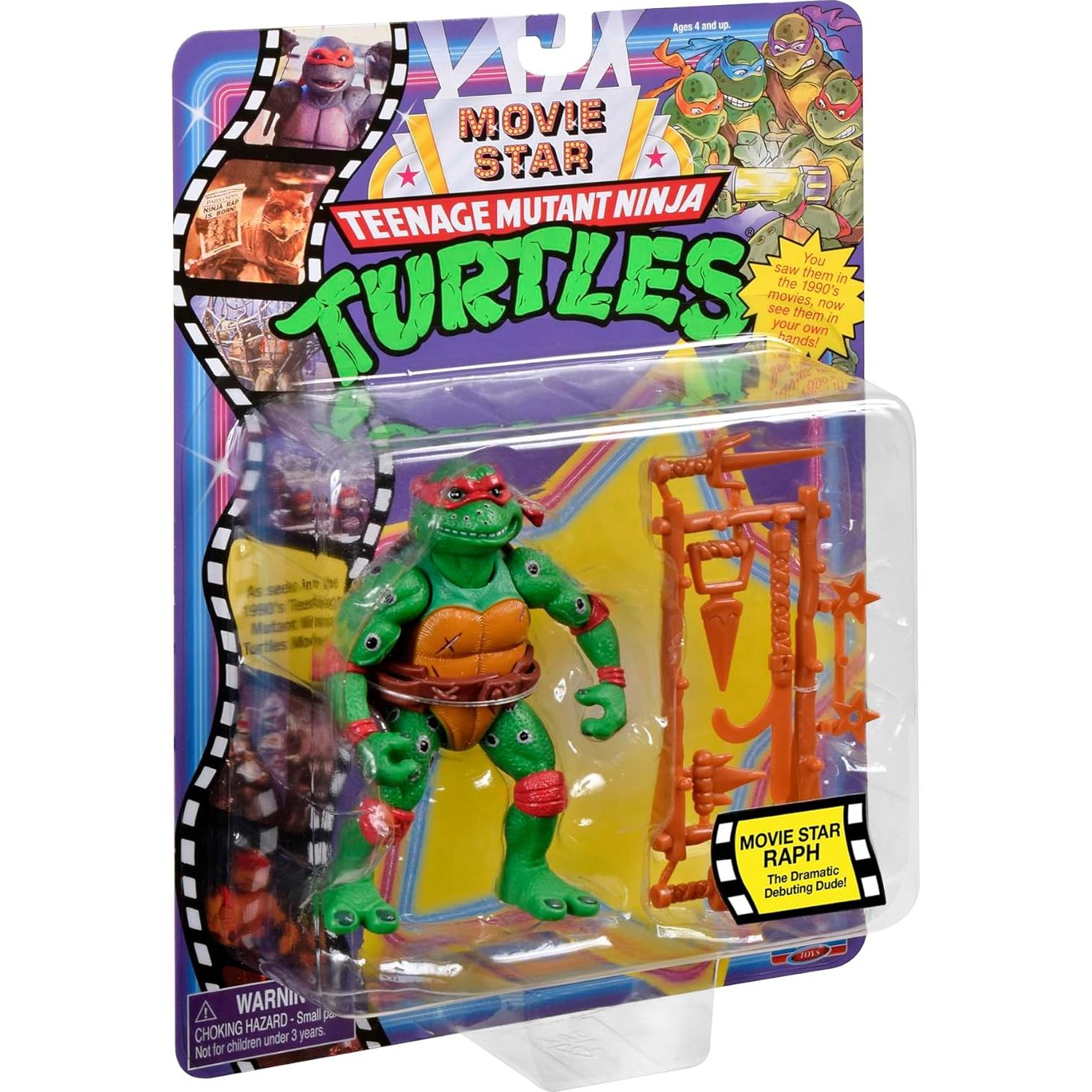 Figura Tortuga Ninja Rafael 10.16 cm Playmates 1991 con Armas