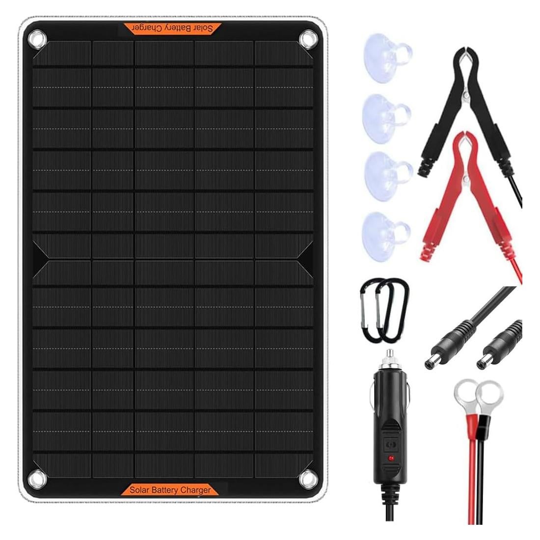 Cargador Solar Hoysicy 10W 12V con Clip y Adaptador