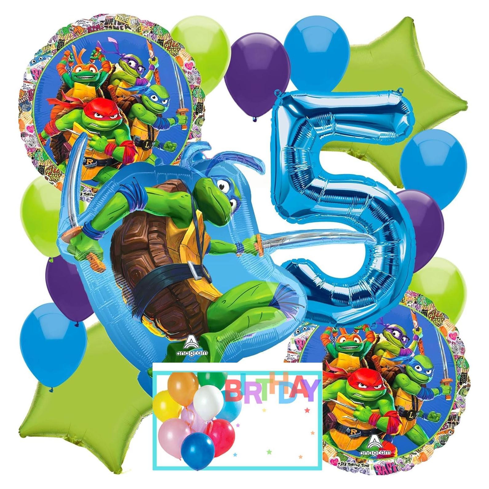 Globos de Cumpleaños Amscan TMNT 5to Cumpleaños Multicolor