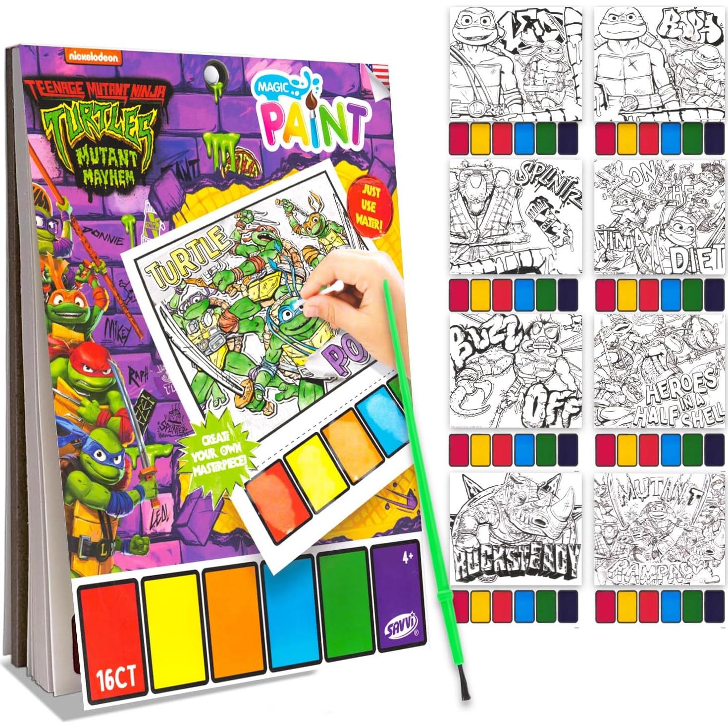 Conjunto de Pintura con Agua TMNT Nickelodeon - Libro 16 Páginas