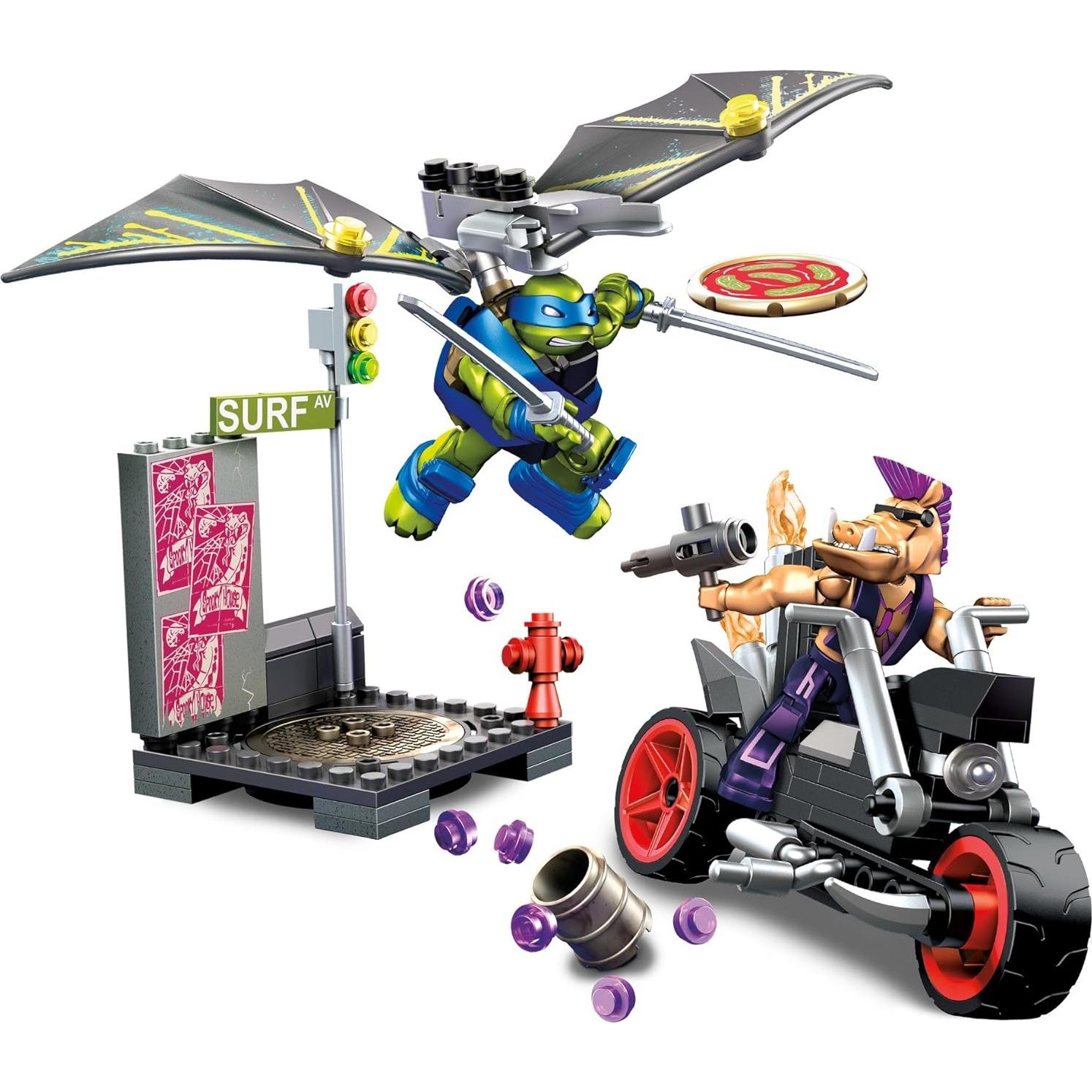 Mega Construx Tortugas Ninja Leo Planeador con Bebop