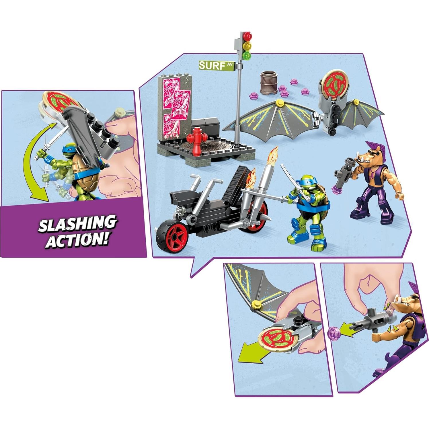 Mega Construx Tortugas Ninja Leo Planeador con Bebop