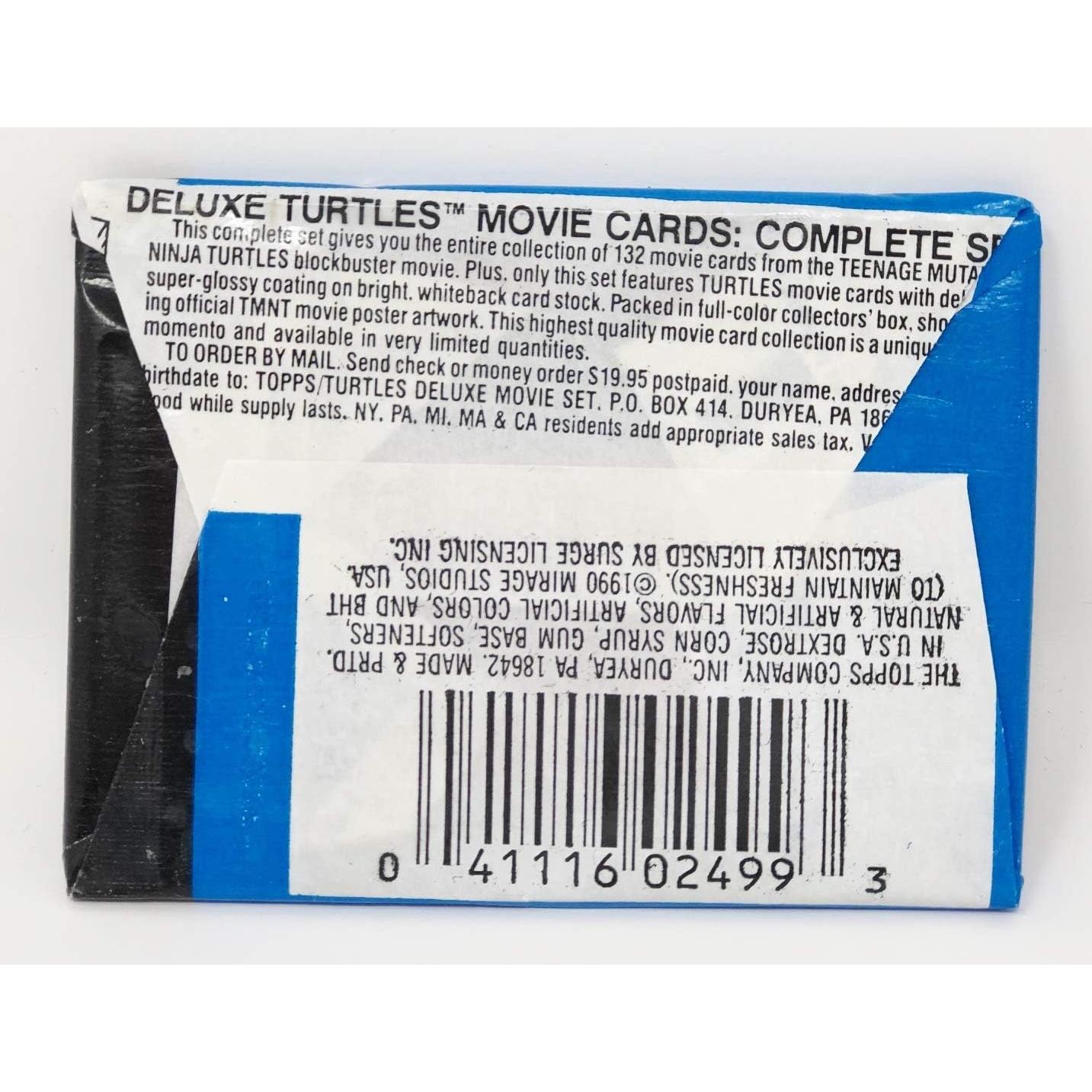 Paquete de Cera Topps 1990 Tortugas Ninja - 5 Tarjetas y 1 Pegatina