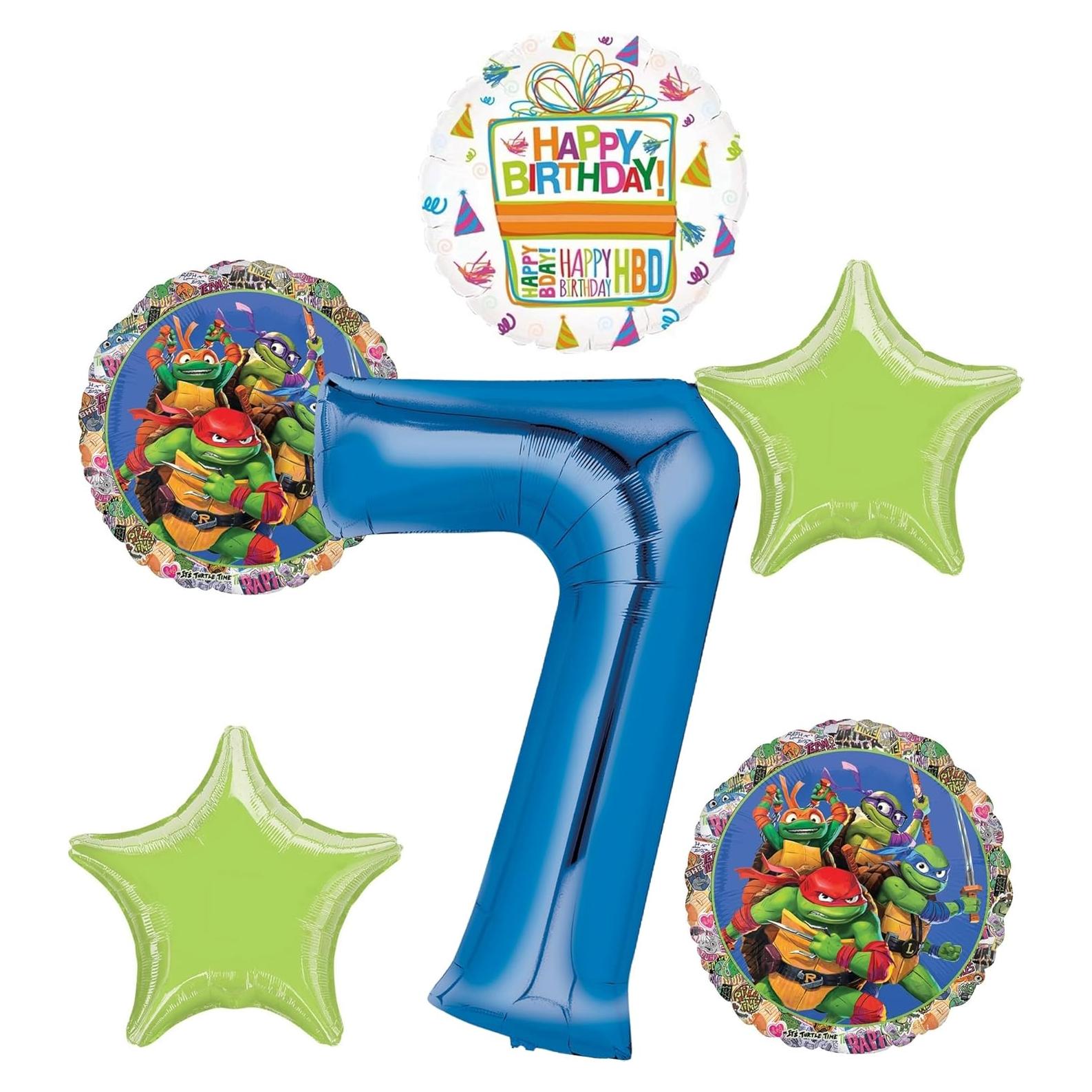 Paquete de Globos TMNT 7 Años Fiesta Cumpleaños Decoración