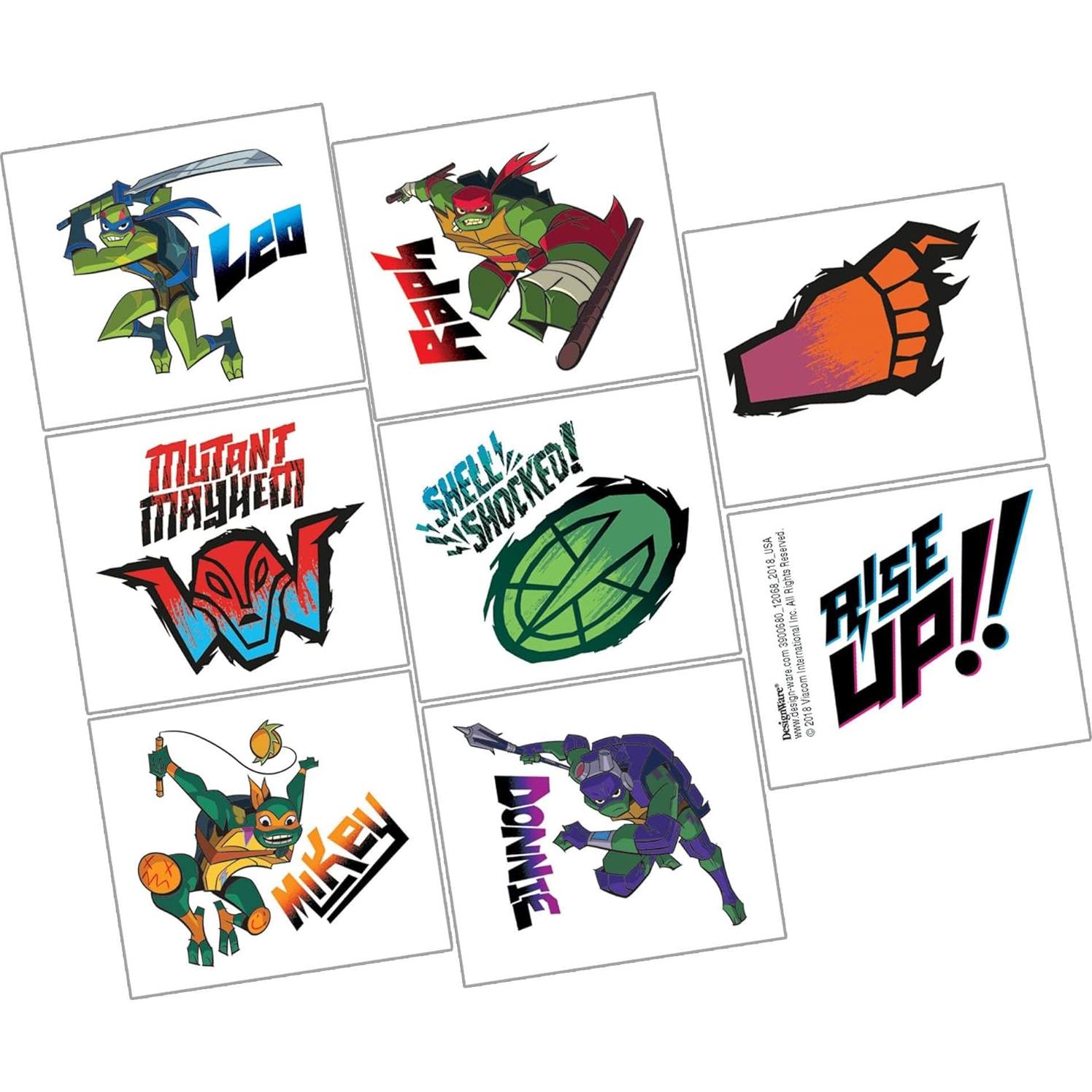 Paquete Fiesta Cumpleaños TMNT Tortugas Ninja - 8 Bolsas, Patinetas, Pegatinas