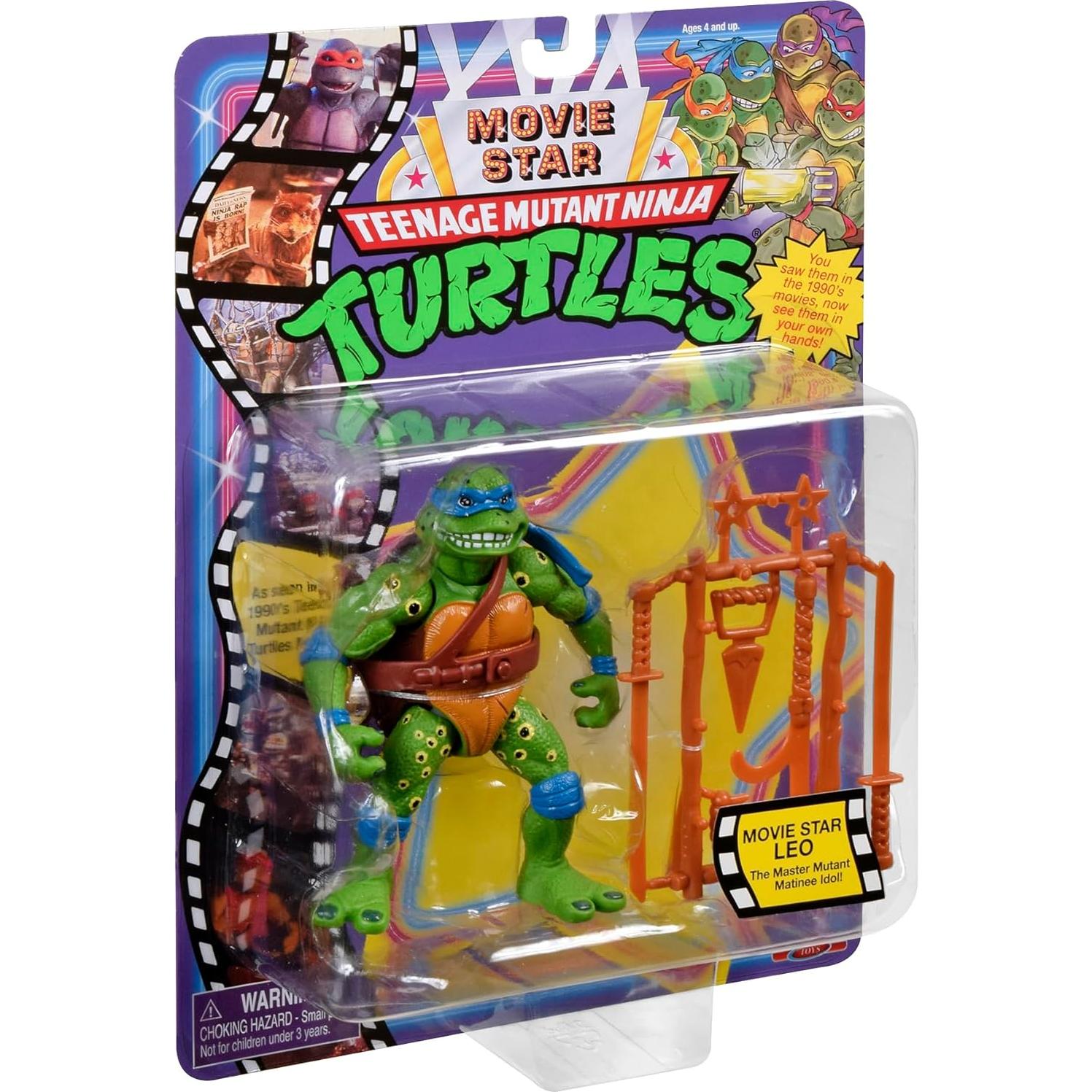 Figura TMNT Leonardo 1991 Película 10.16cm con Armas