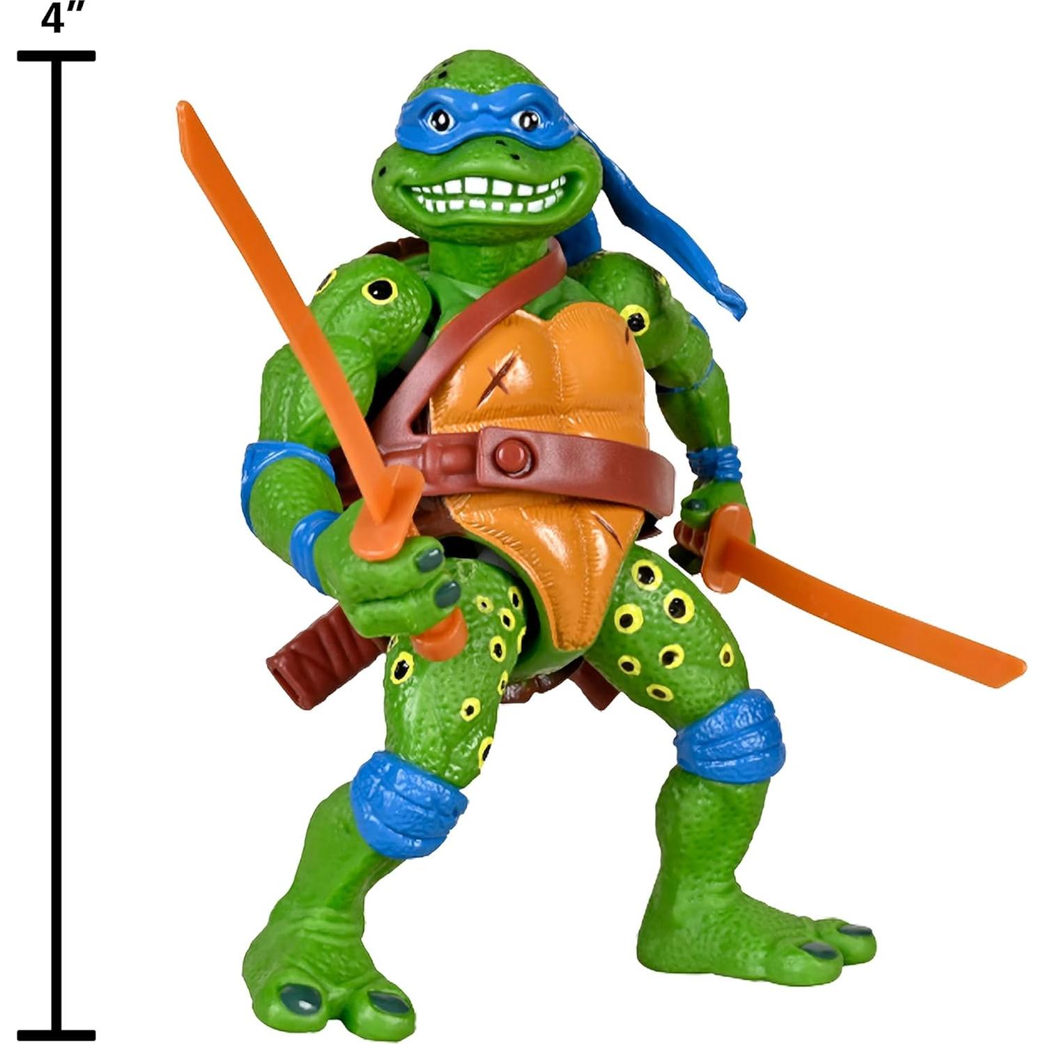 Figura TMNT Leonardo 1991 Película 10.16cm con Armas