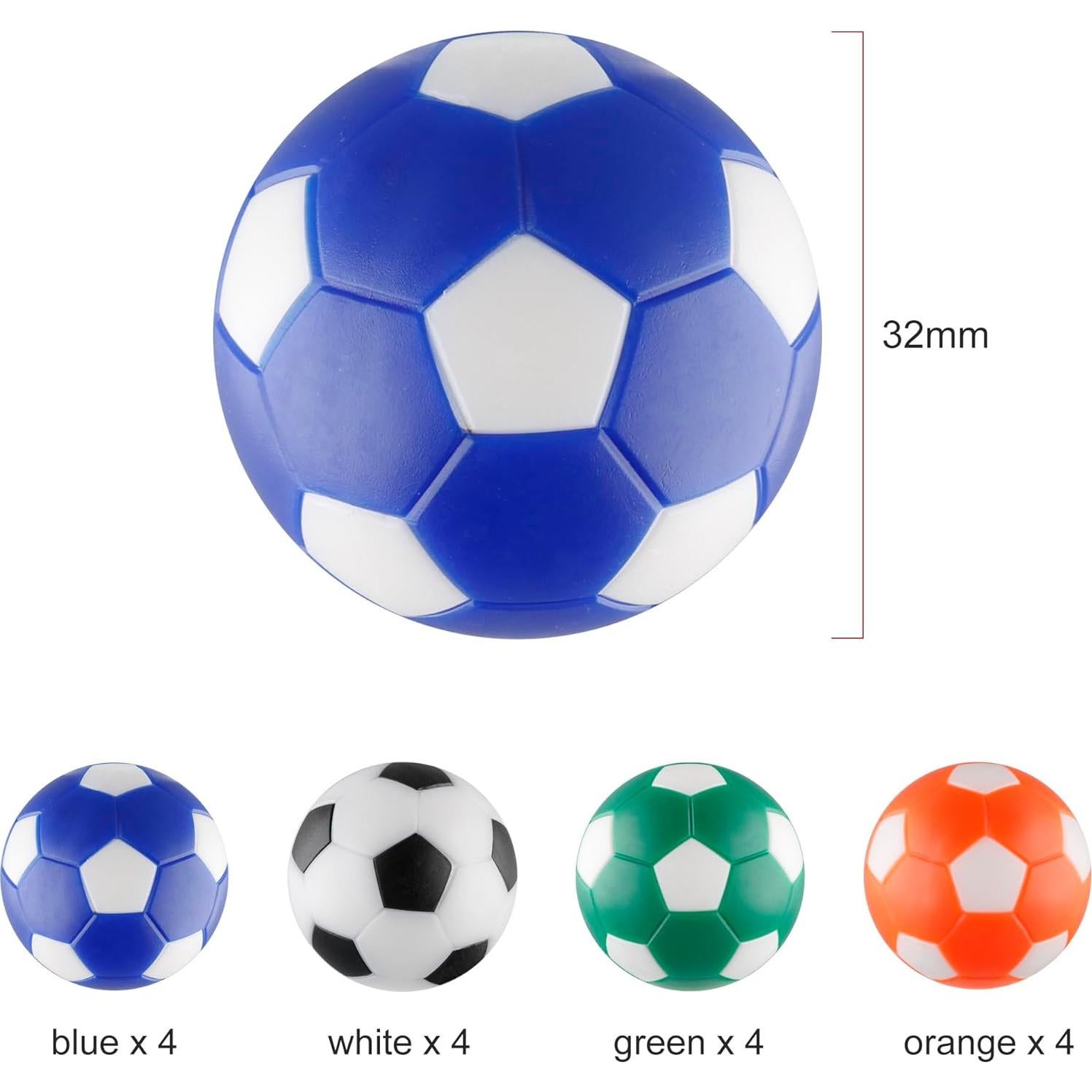 BQSPT Set de 16 Pelotas de Futbolín 32mm Multicolores