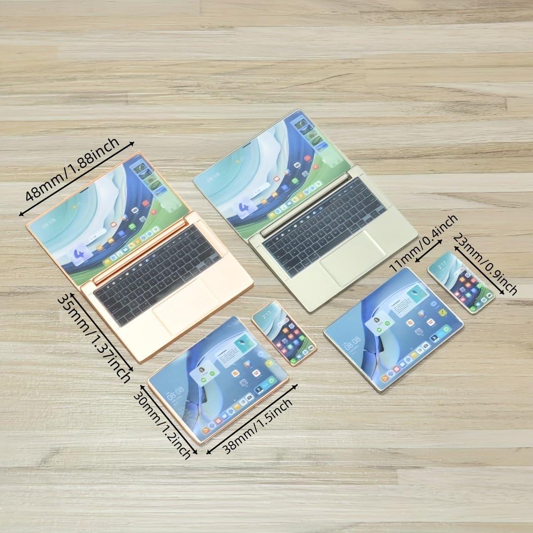 Juego de Electrónica Miniatura 1:6 Dorado Rosa - Accesorios Casa de Muñecas