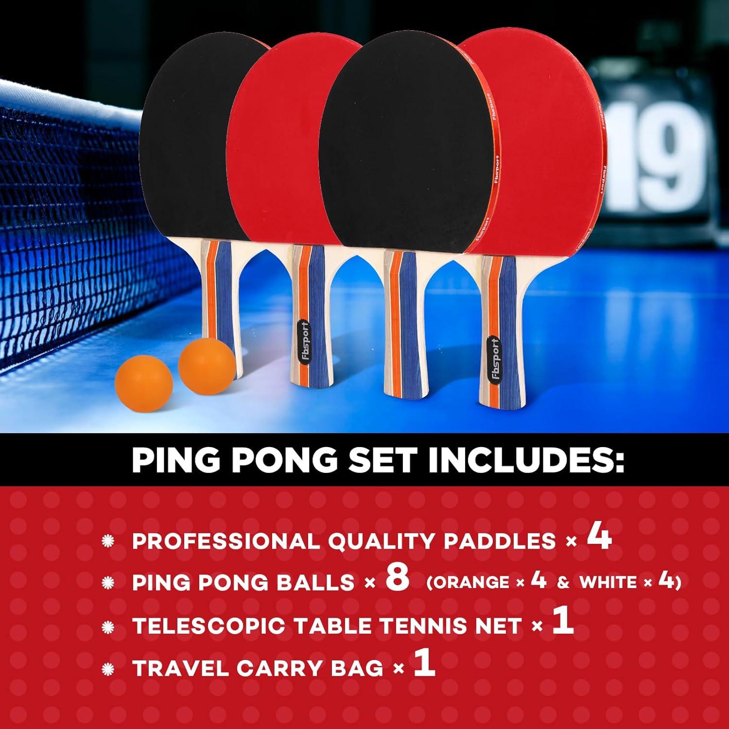 Set de Palas de Ping Pong FBSPORT con Red y 8 Pelotas