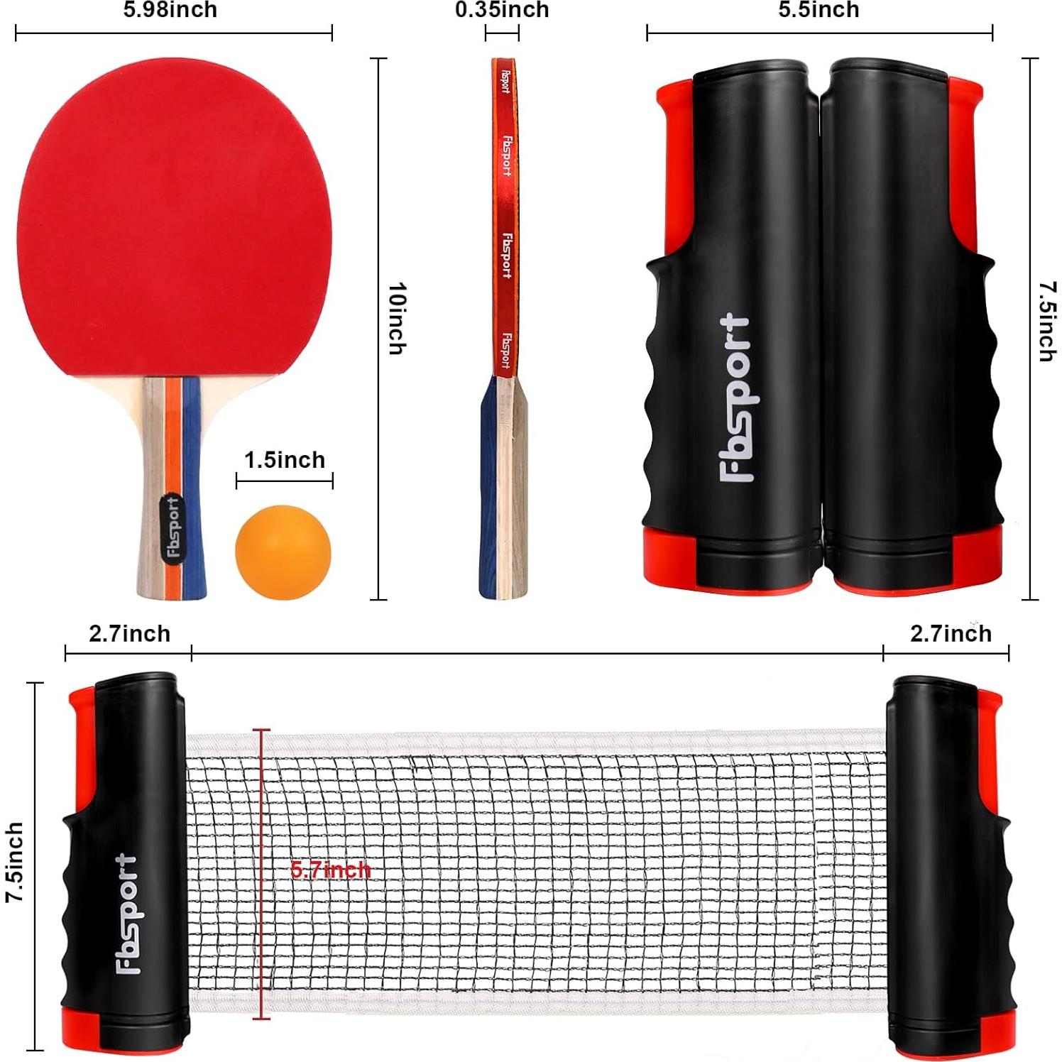 Set de Palas de Ping Pong FBSPORT con Red y 8 Pelotas