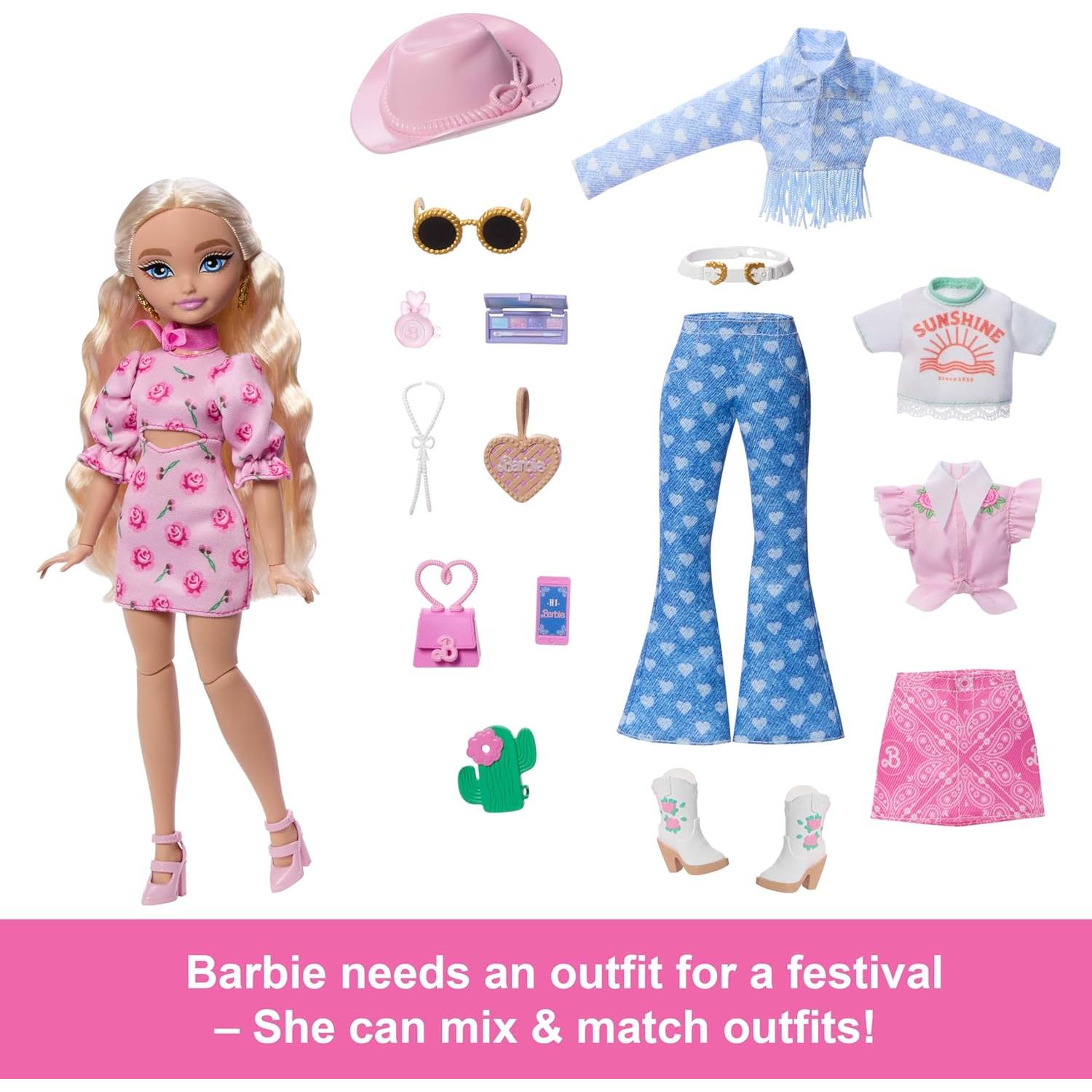 Conjunto de Muñeca Barbie Dream Besties Festival con Ropa y Accesorios