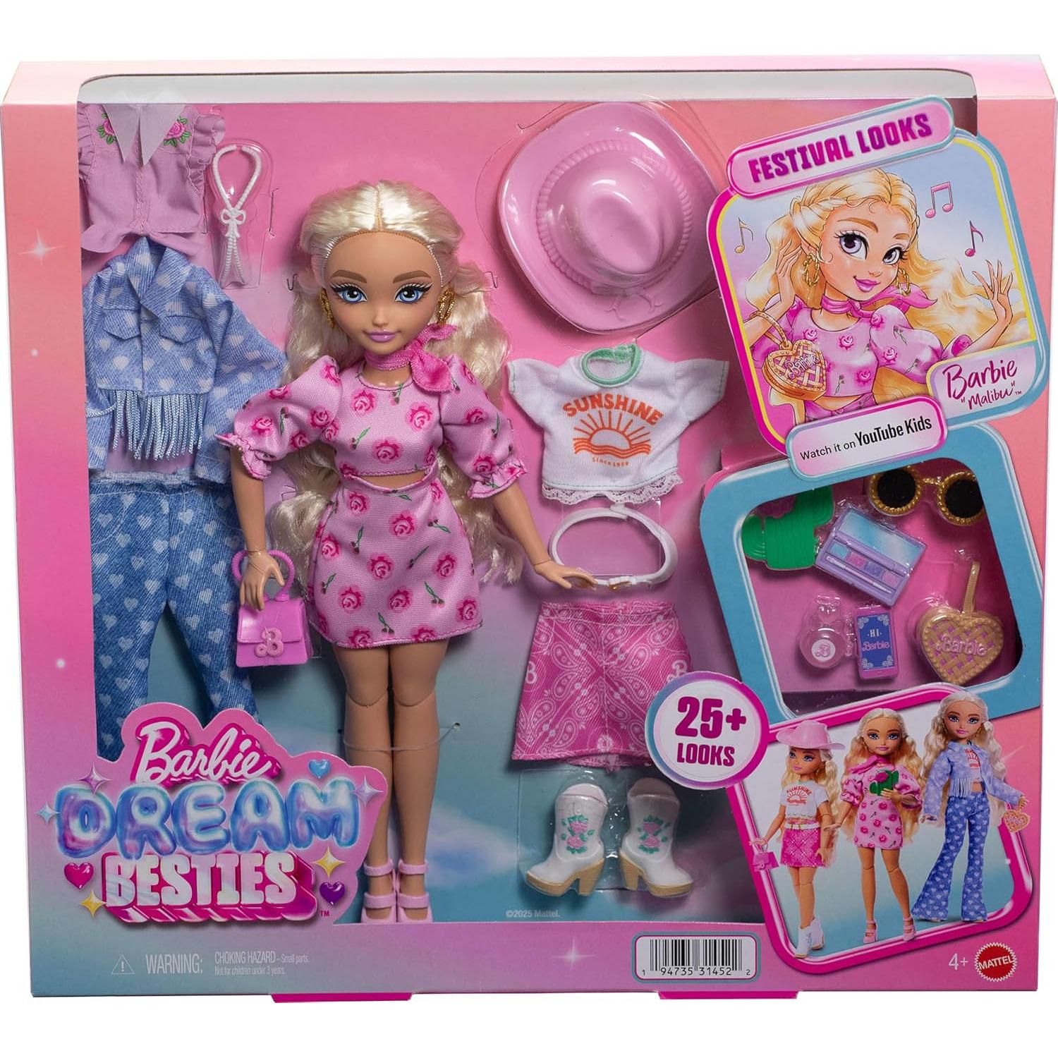 Conjunto de Muñeca Barbie Dream Besties Festival con Ropa y Accesorios