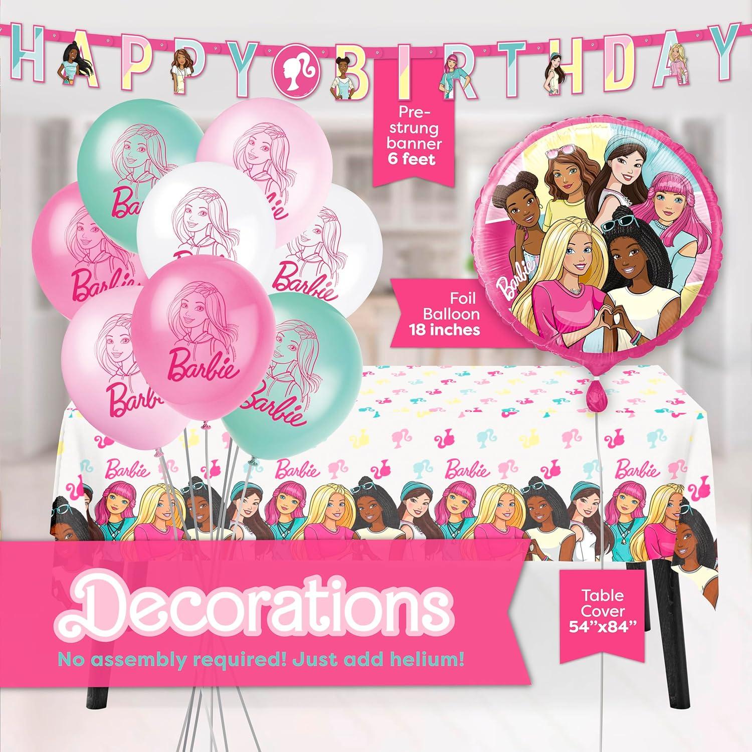 Kit de Decoraciones de Cumpleaños Barbie para 16 Invitados