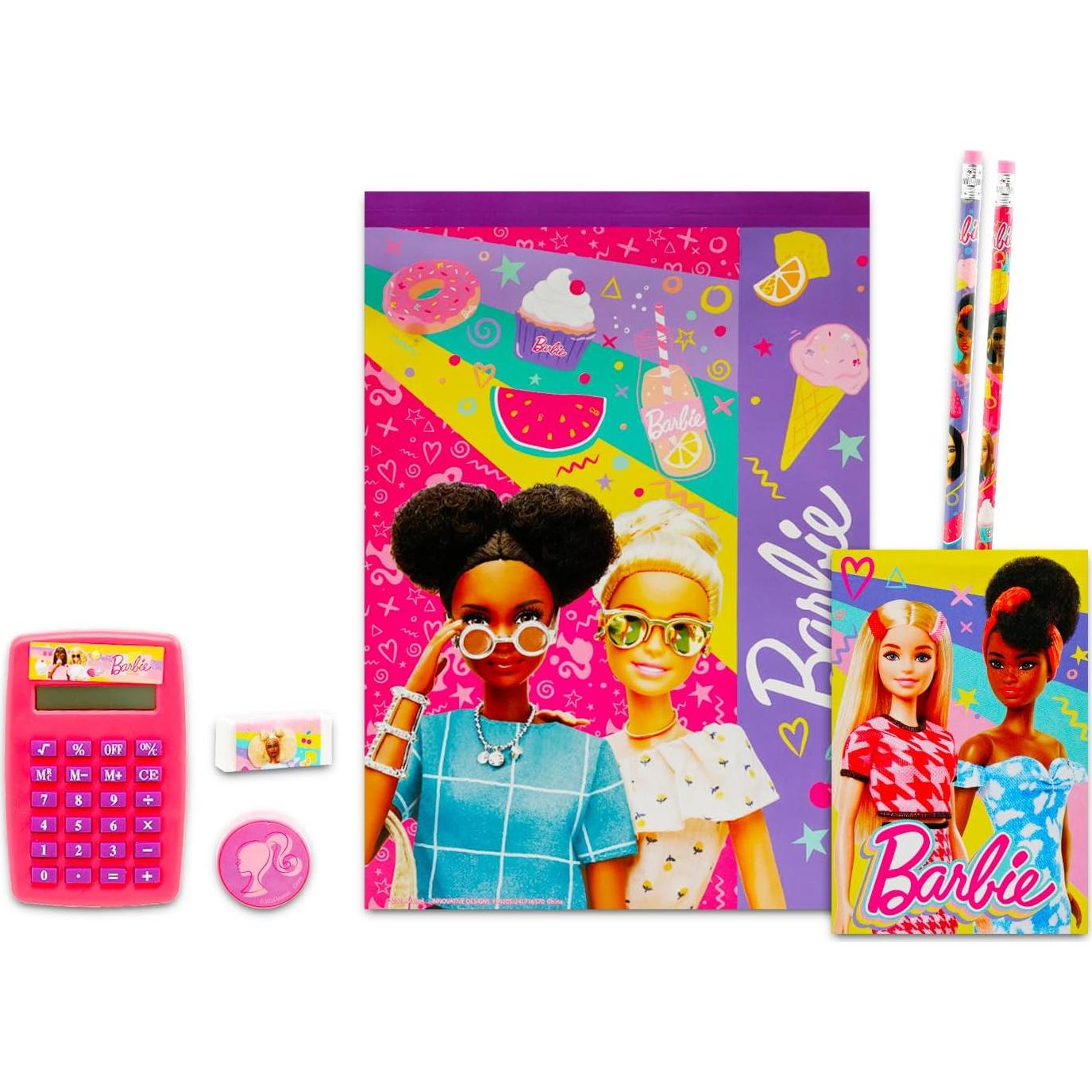 Conjunto Escolar Barbie - Papelería con Calculadora y Lápices