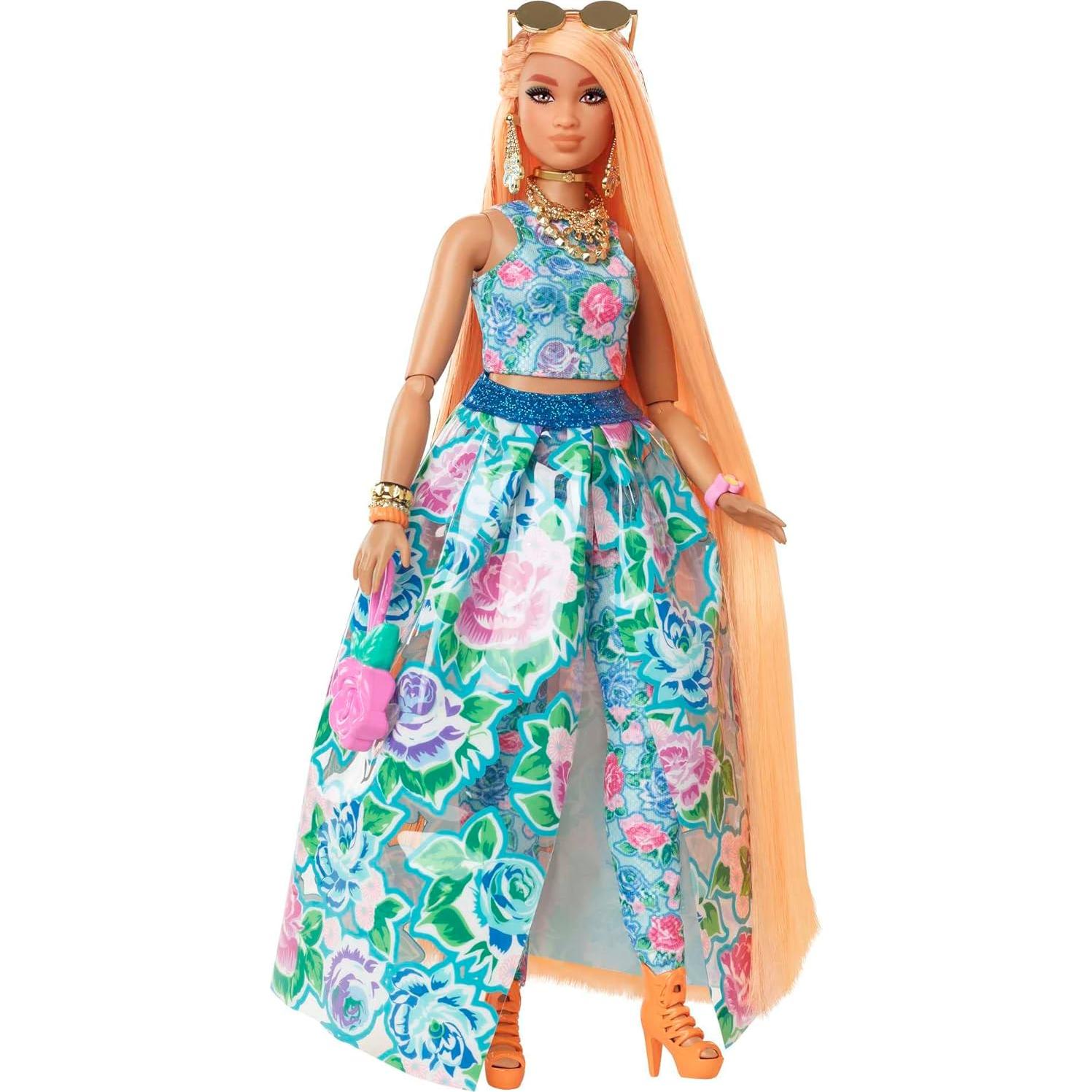 Muñeca Barbie Extra Fancy con Vestido Floral y Gatito - Mattel