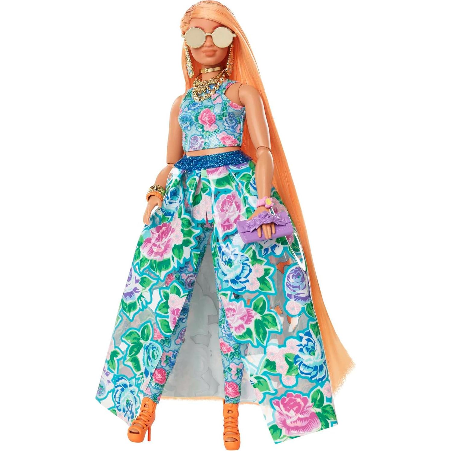 Muñeca Barbie Extra Fancy con Vestido Floral y Gatito - Mattel