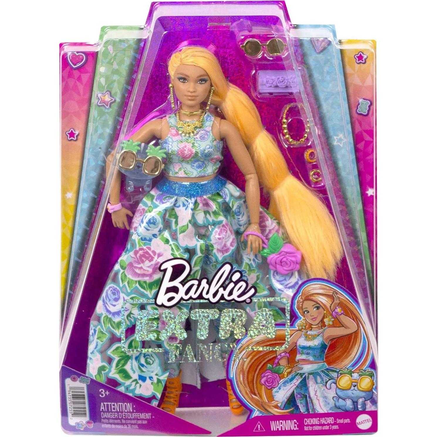 Muñeca Barbie Extra Fancy con Vestido Floral y Gatito - Mattel