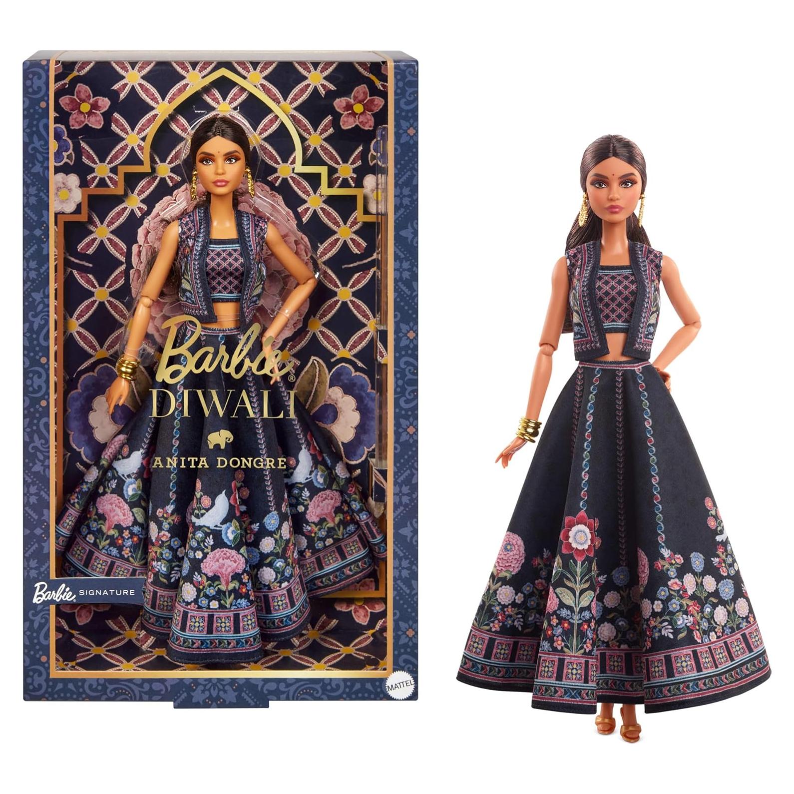 Muñeca Barbie Diwali Anita Dongre con Soporte y Certificado