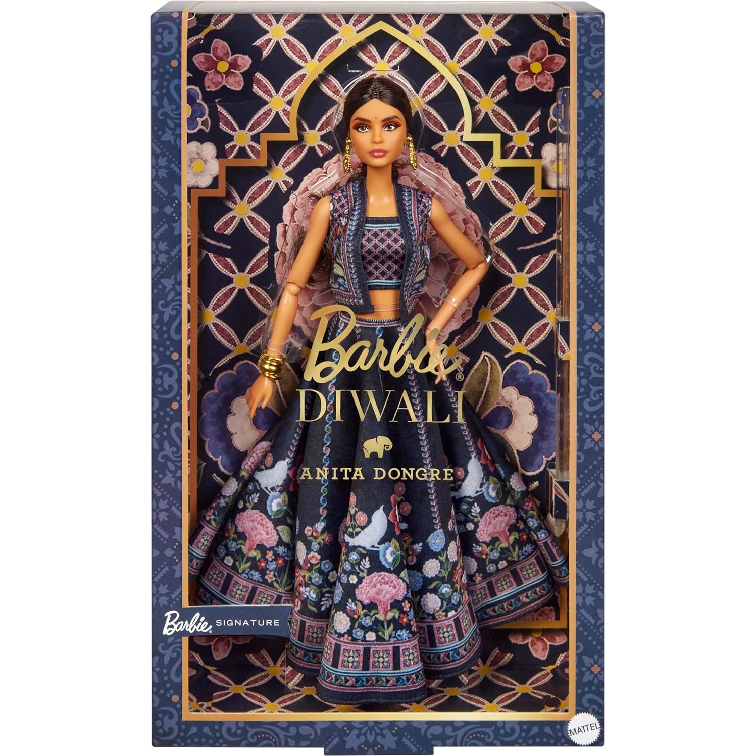Muñeca Barbie Diwali Anita Dongre con Soporte y Certificado
