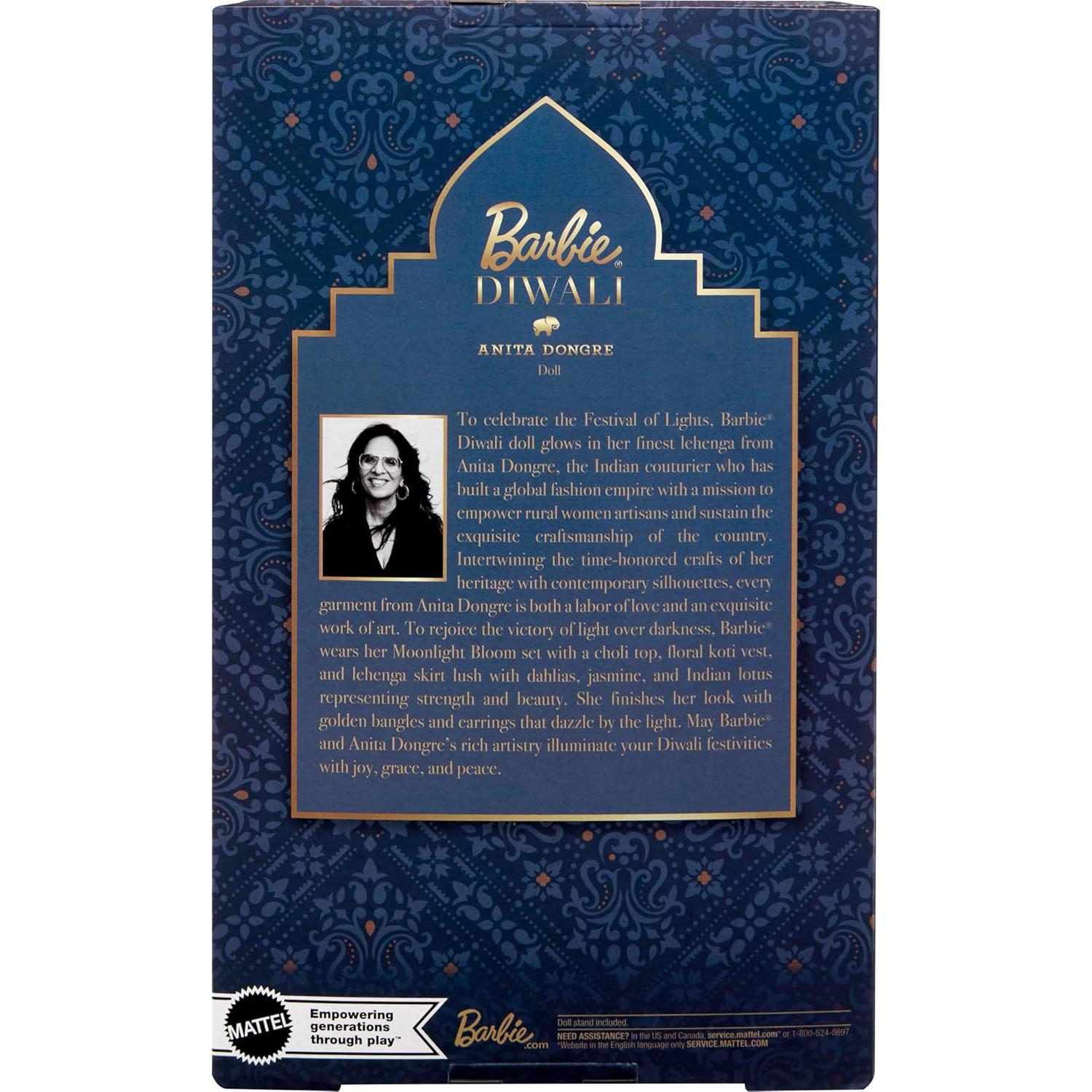 Muñeca Barbie Diwali Anita Dongre con Soporte y Certificado