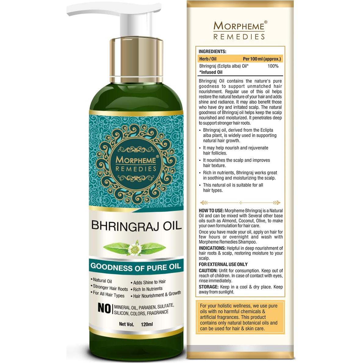 Aceite de Bhringraj Puro Morpheme Remedies 120ml - Crecimiento Cabello