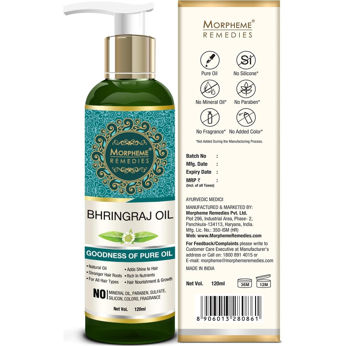 Aceite de Bhringraj Puro Morpheme Remedies 120ml - Crecimiento Cabello