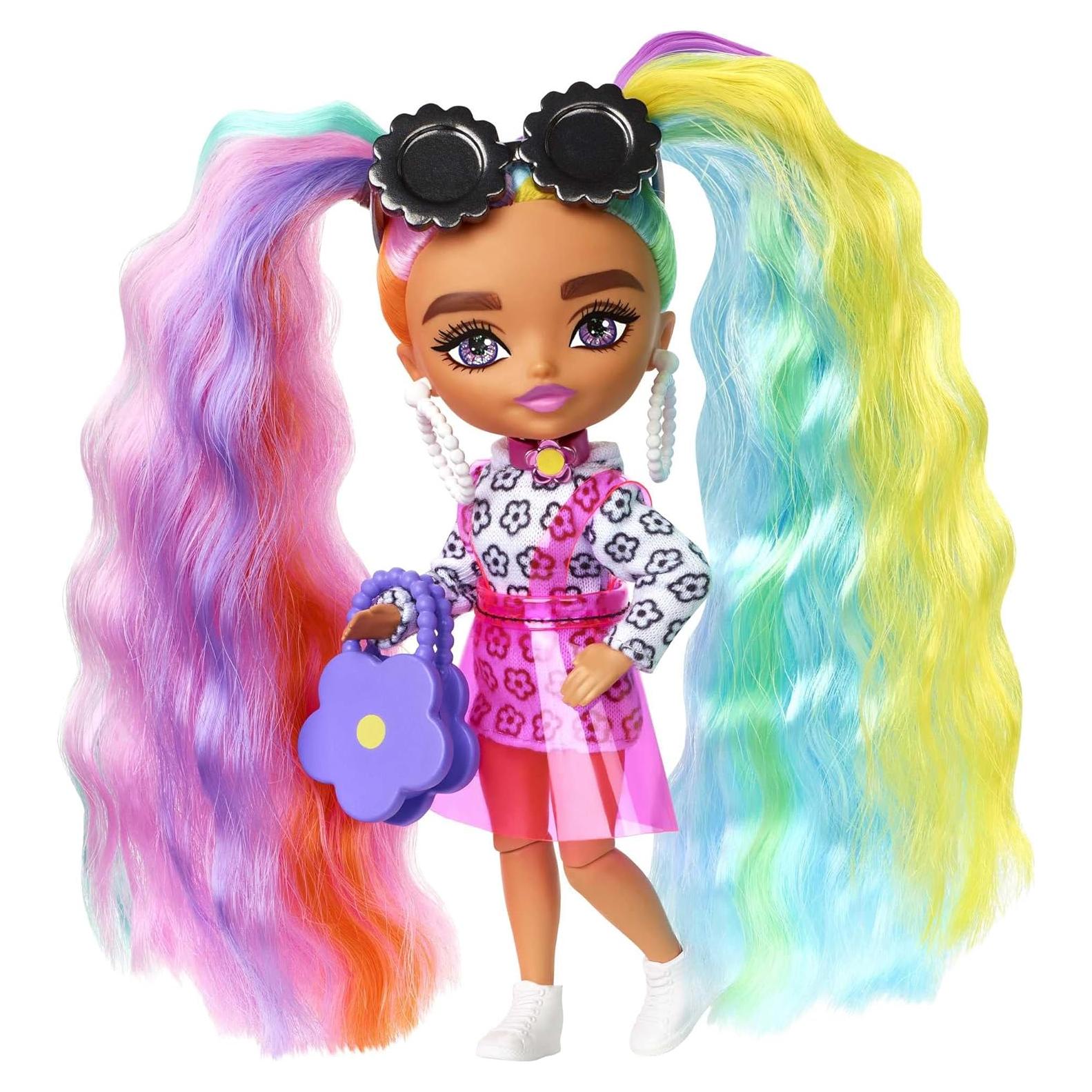 Muñeca Barbie Extra Minis #6 14 cm con Vestido Floral y Accesorios