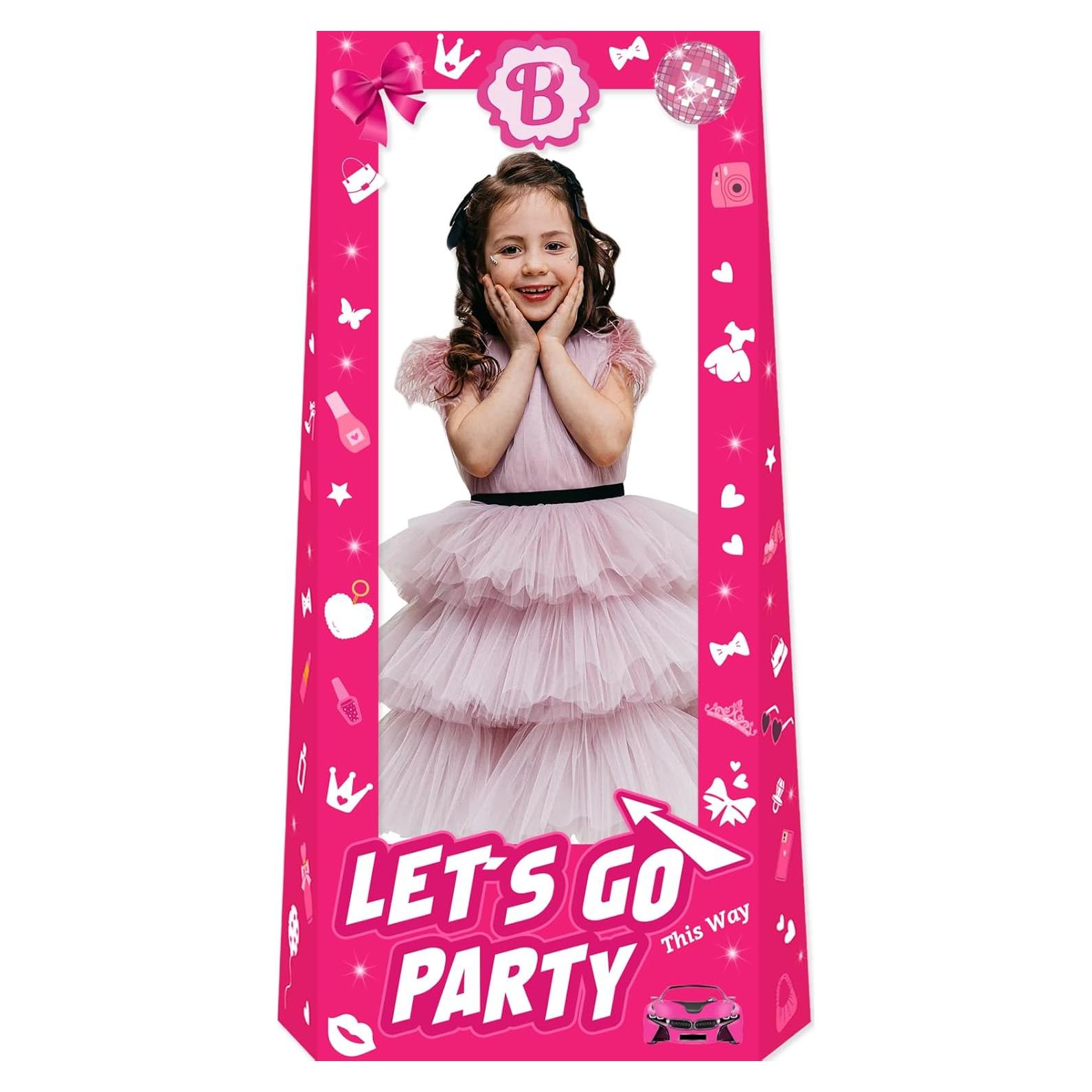 Muñeca de Cartón Rosa Fuerte 1.4m para Fiestas de Cumpleaños