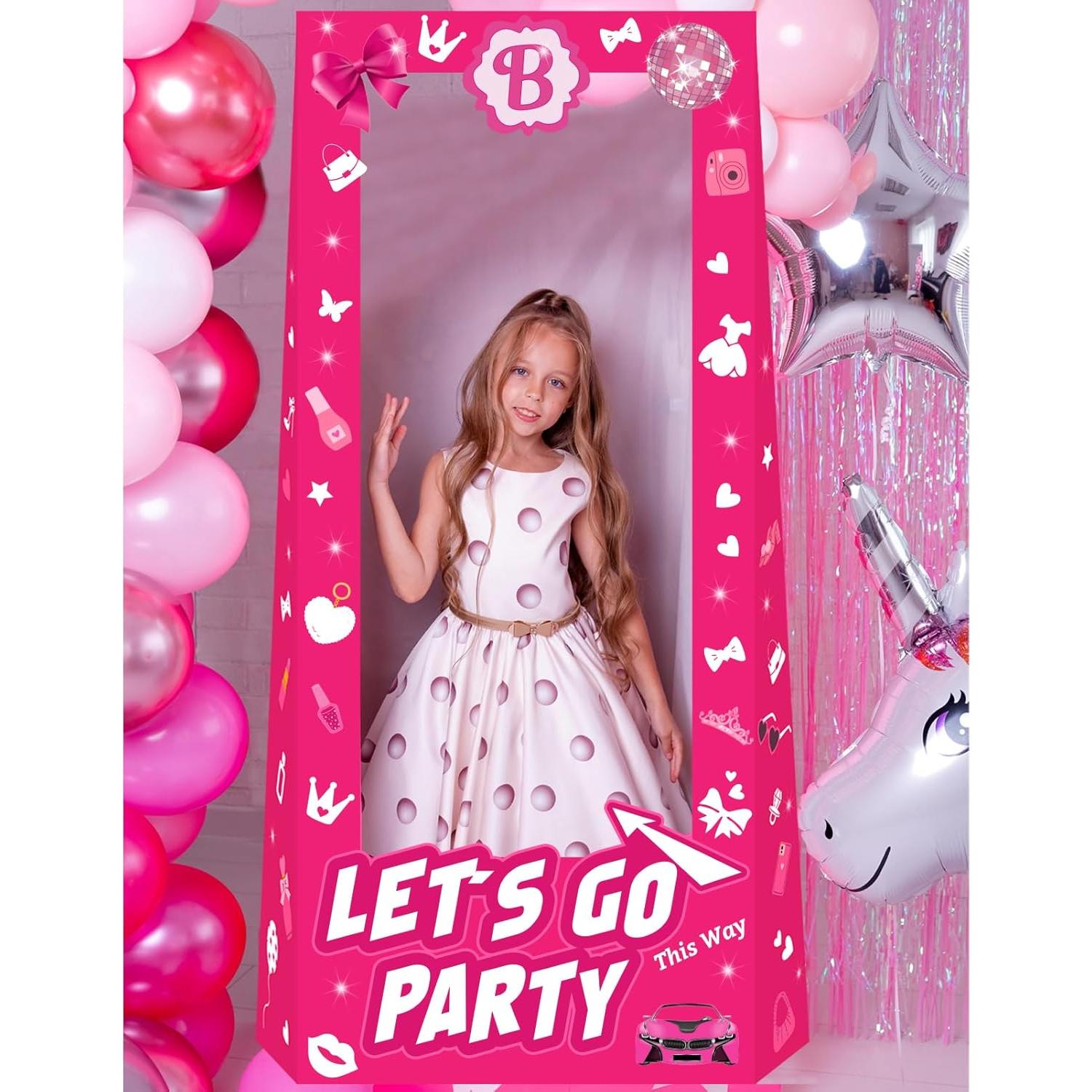 Muñeca de Cartón Rosa Fuerte 1.4m para Fiestas de Cumpleaños