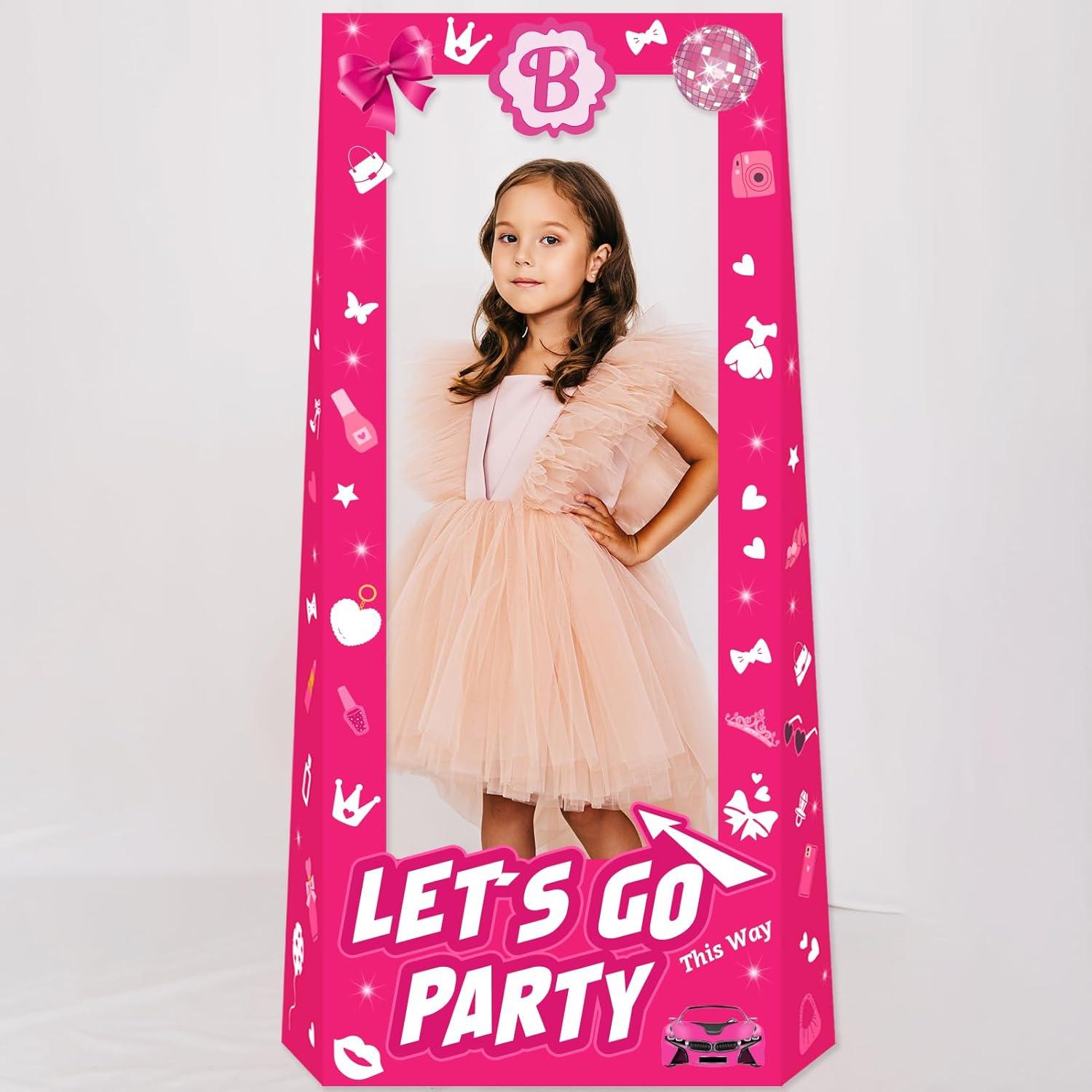 Muñeca de Cartón Rosa Fuerte 1.4m para Fiestas de Cumpleaños