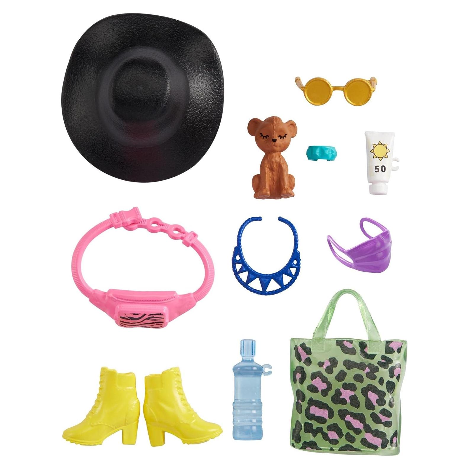Paquete de Accesorios de Moda Barbie Mattel Vida Silvestre 11 Piezas