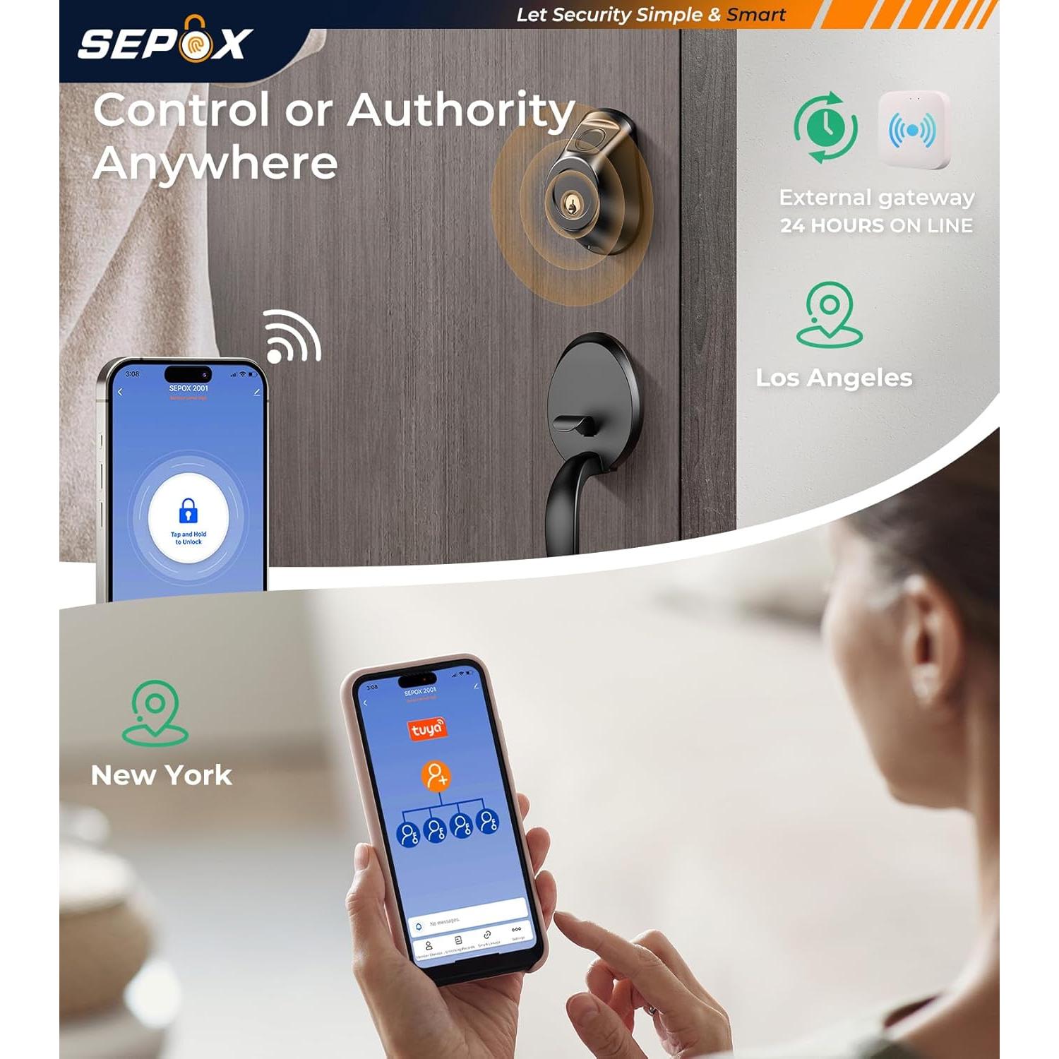 Cerradura Inteligente SEPOX YDDL-2001, Huella Digital y WiFi