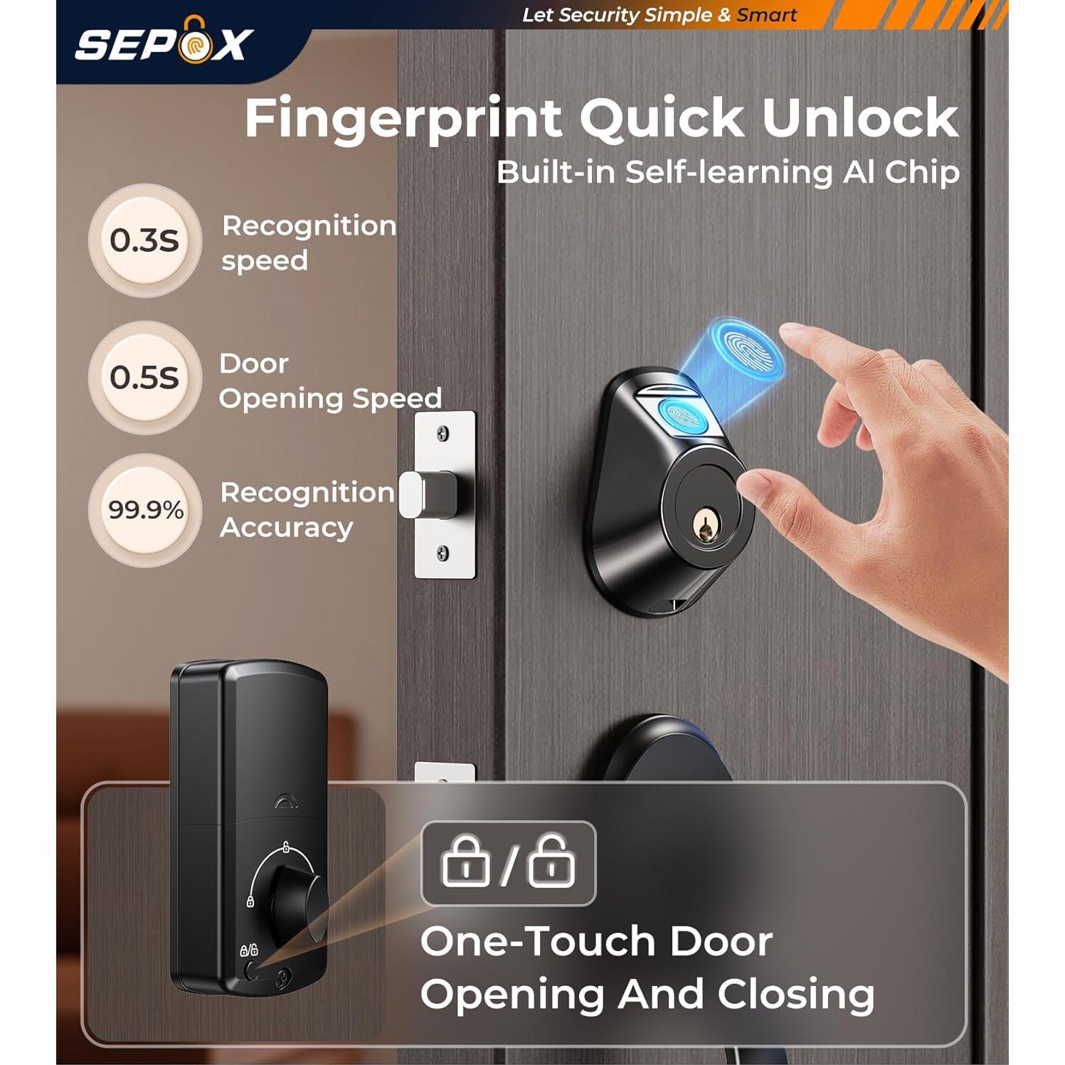 Cerradura Inteligente SEPOX YDDL-2001, Huella Digital y WiFi
