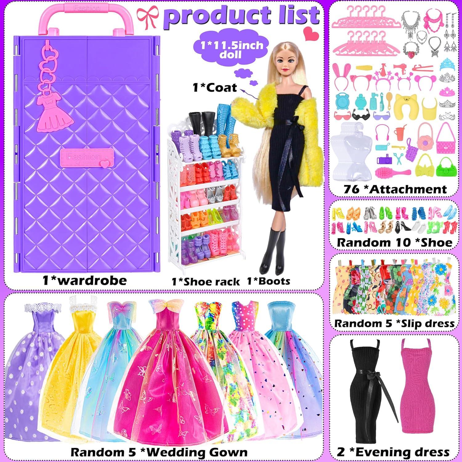 Conjunto de Vestuario de Muñeca Ebuddy 104 Piezas 29.21 cm