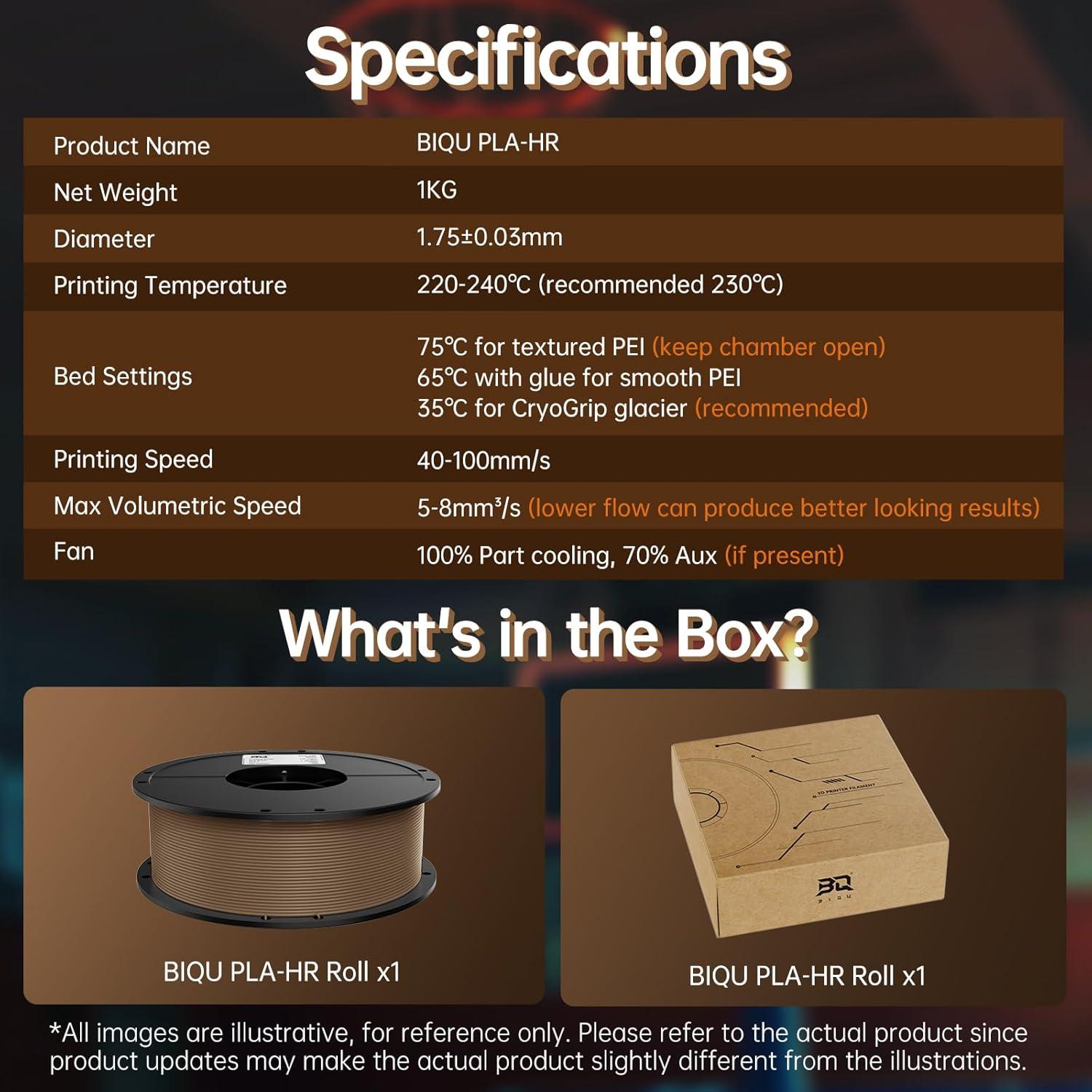 Filamento Flexible BIQU PLA-HR 1,75 mm para Impresora 3D