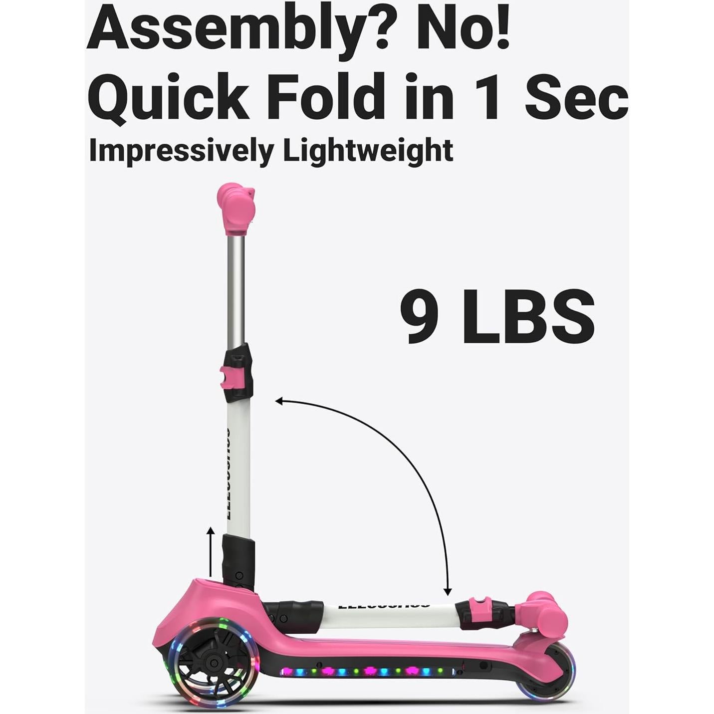 Scooter Eléctrico Plegable ELECOSMOS KS20 Rosa 3 Ruedas 8 km/h