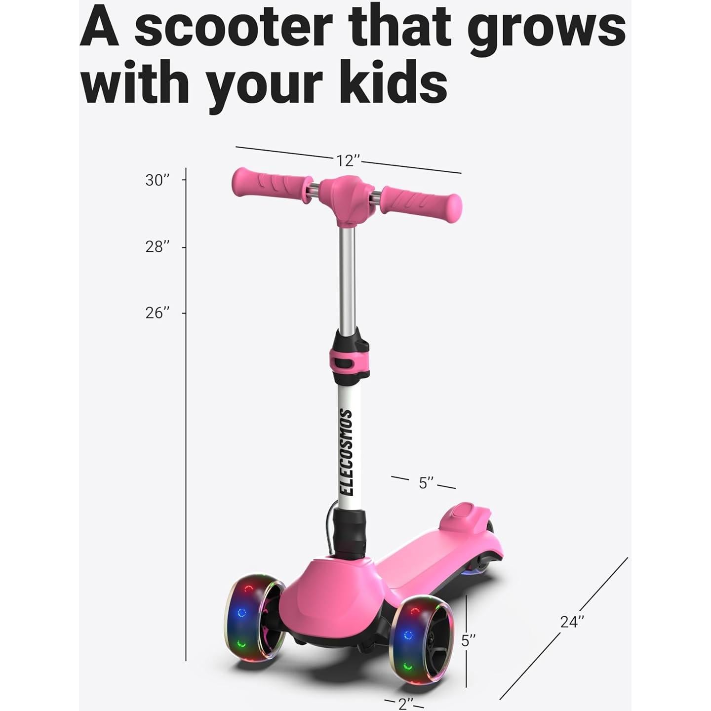 Scooter Eléctrico Plegable ELECOSMOS KS20 Rosa 3 Ruedas 8 km/h