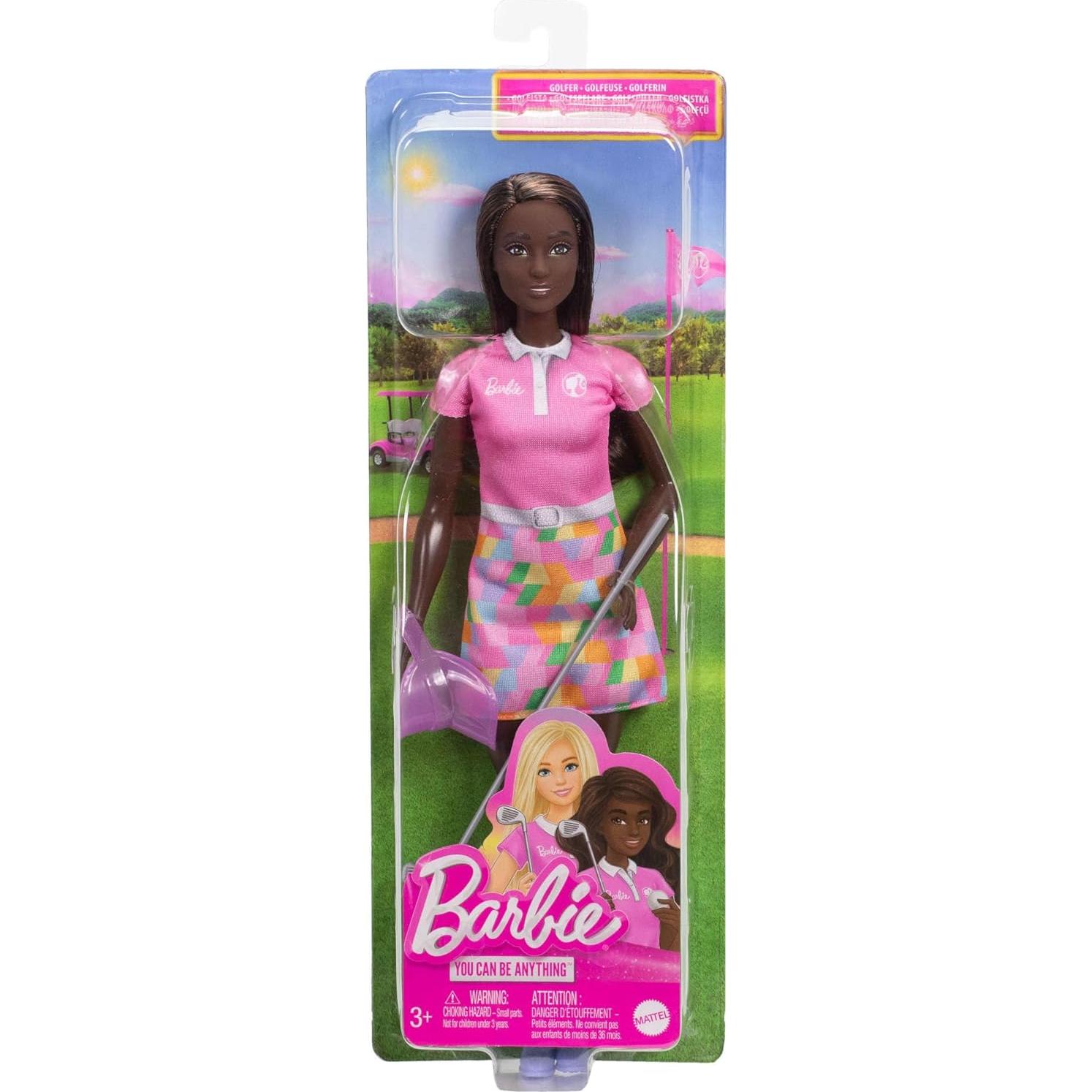 Muñeca Barbie Jugadora de Golf con Vestido Rosa y Palo de Golf