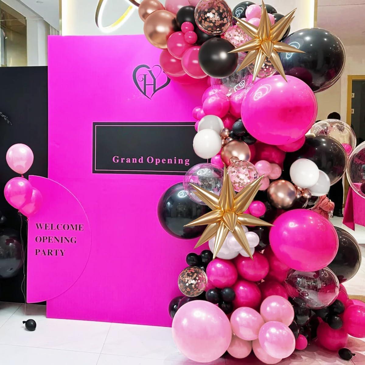 Kit de Arco de Globos Mebay 156 Pcs Rosa Fucsia Negro Blanco