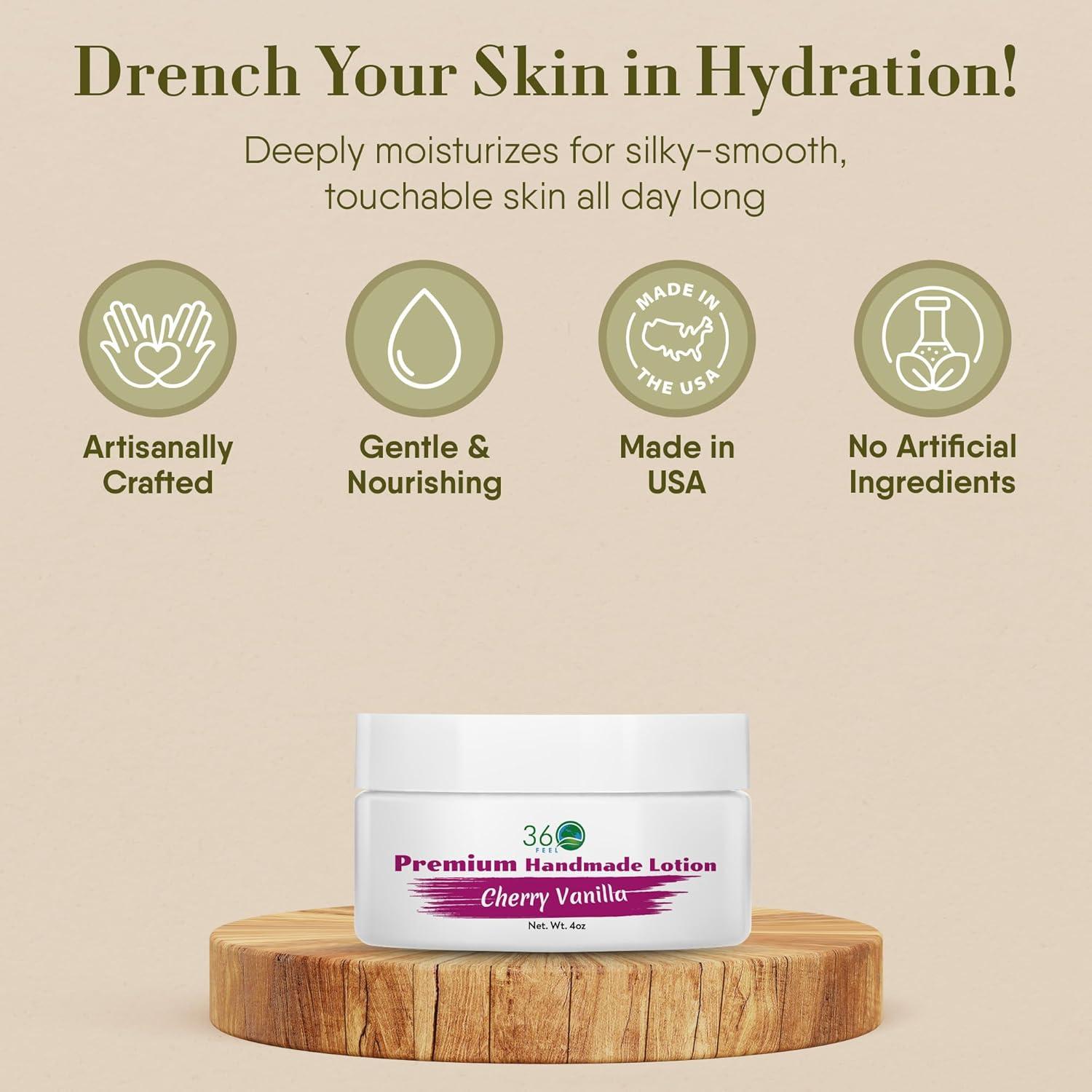 Loción Corporal 360Feel Cereza y Vainilla 118ml - Hidratante Natural