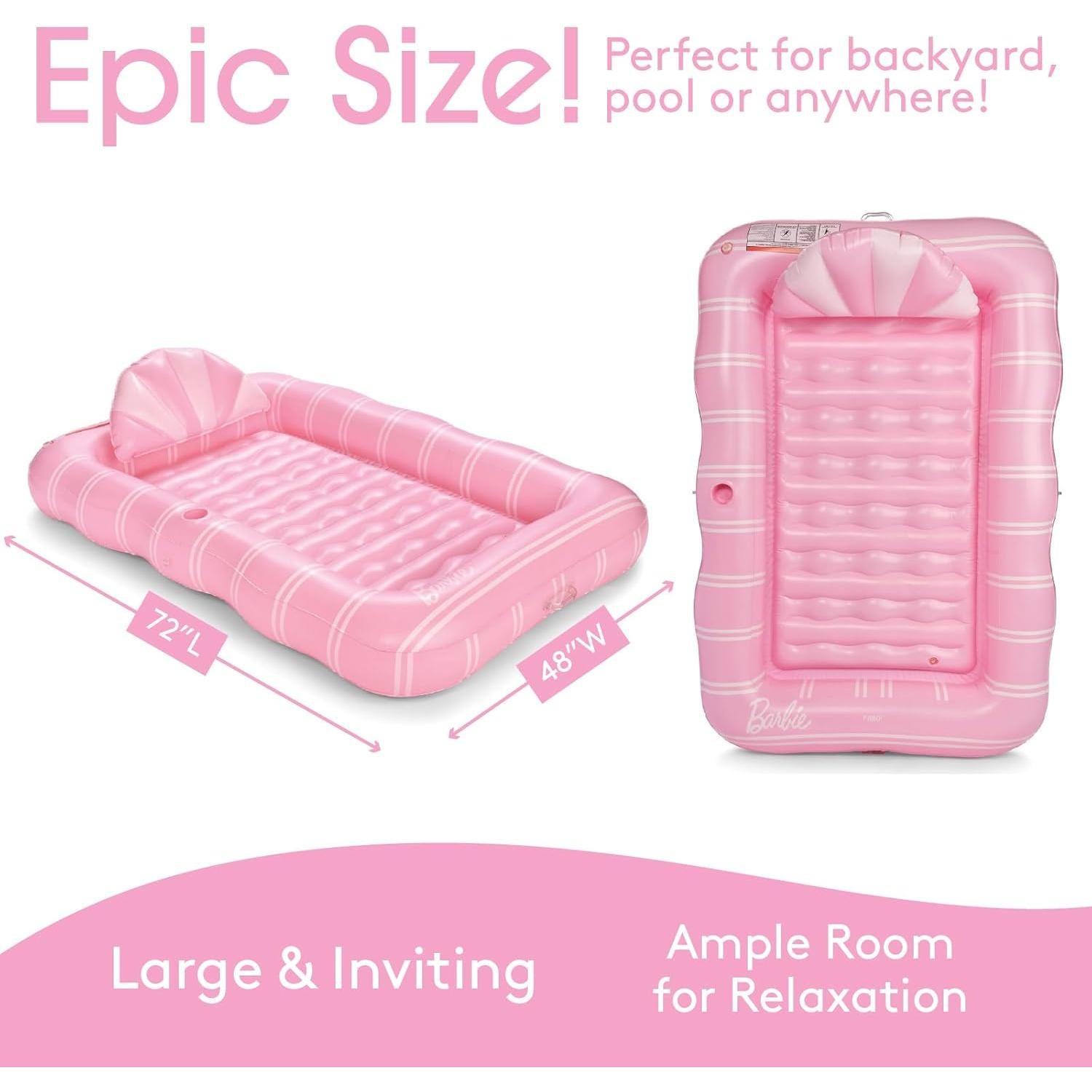 Tumbona Inflable FUNBOY Rosa XL 182.88x121.92cm con Almohada