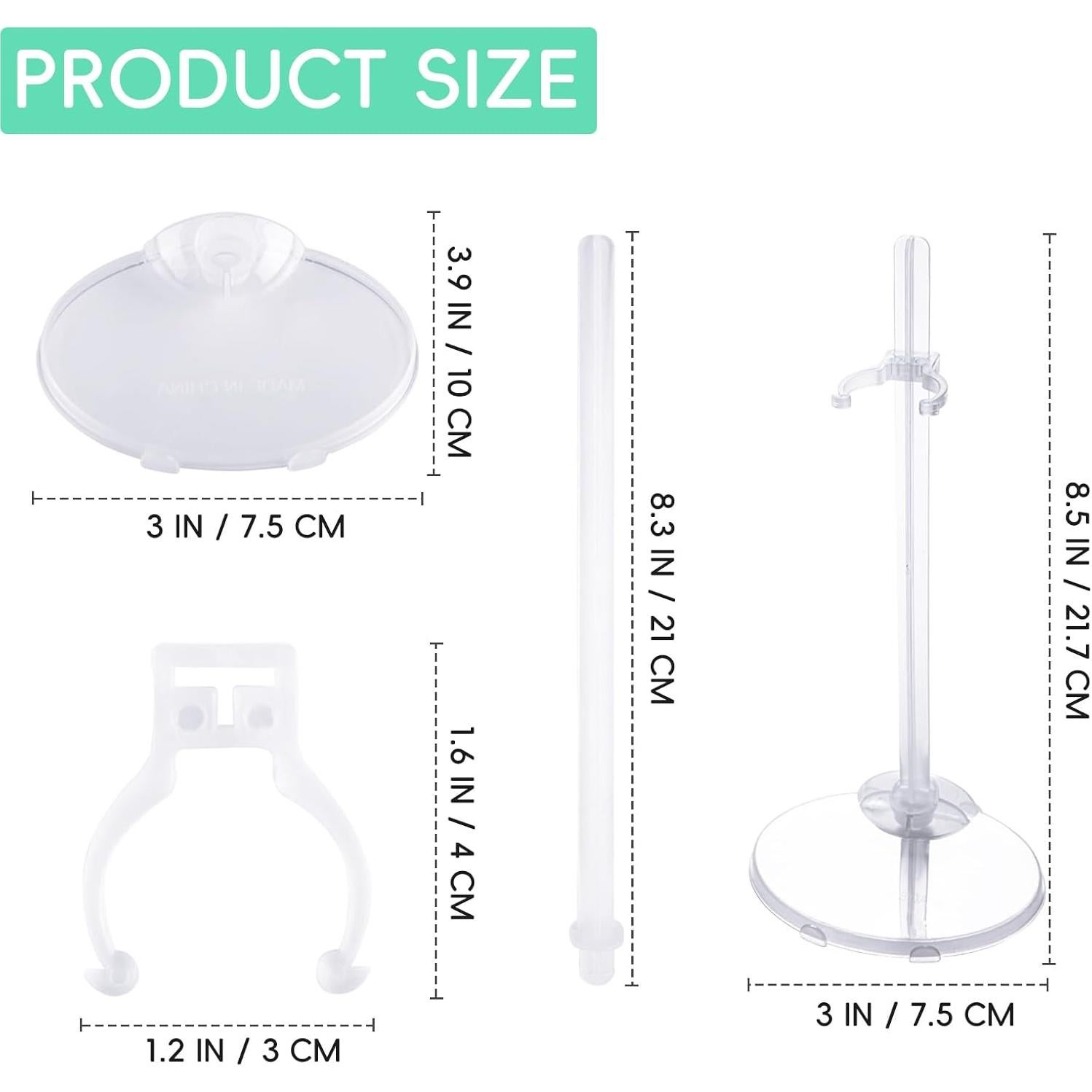 10 Soportes Ajustables para Muñecas Transparentes XJMWXHFC