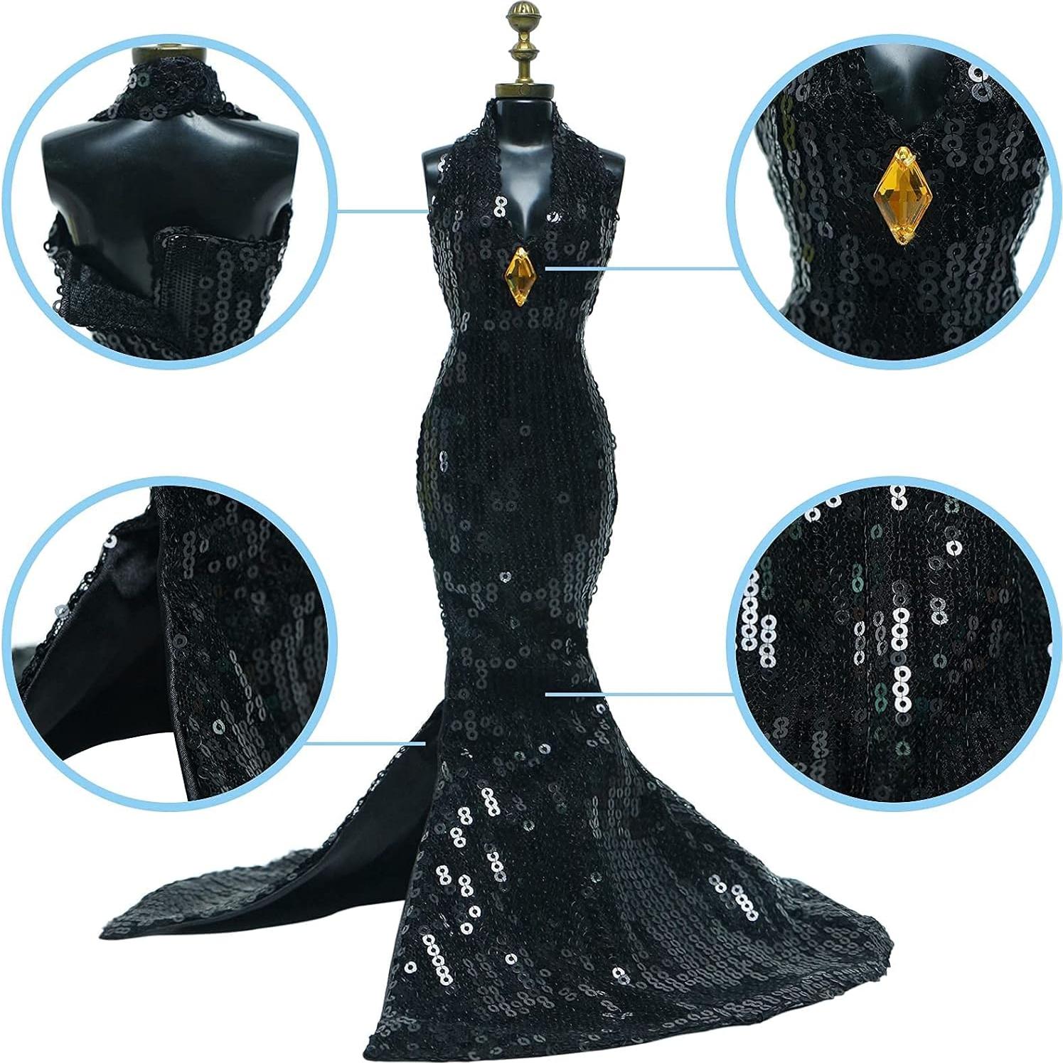 Vestido de Muñeca Hecho a Mano BLIJOLA con Lentejuelas Negras 29 cm