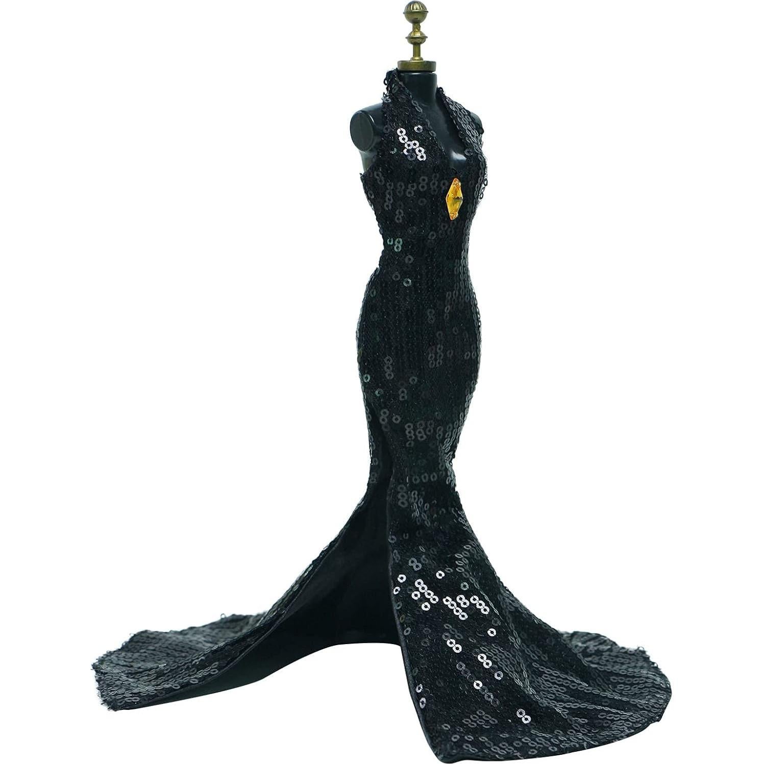 Vestido de Muñeca Hecho a Mano BLIJOLA con Lentejuelas Negras 29 cm